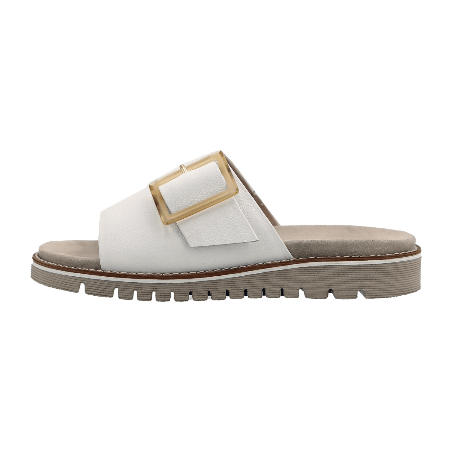 ARA Kent Sport Sandals for Women in White Smooth Leather with Hook-and-Loop Closure