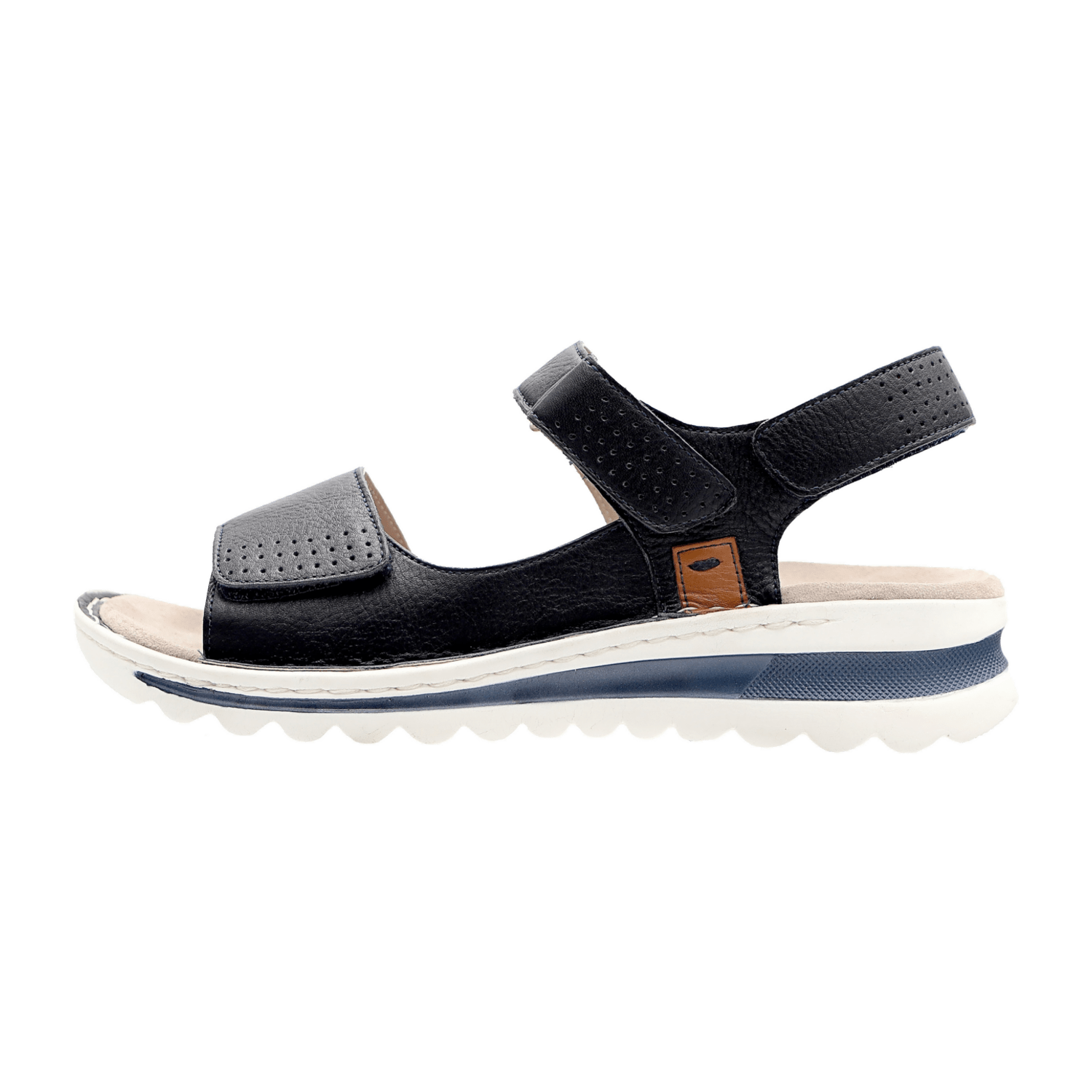 ARA Tampa Sandal for Women in Blue Smooth Leather with Hook-and-Loop Closure and Leather Lining - Classic Style with Polyurethane Sole