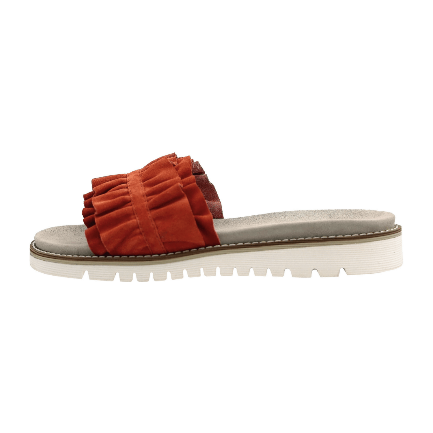 ARA KENT Women's Red Suede Mules with Leather Lining and Polyurethane Sole