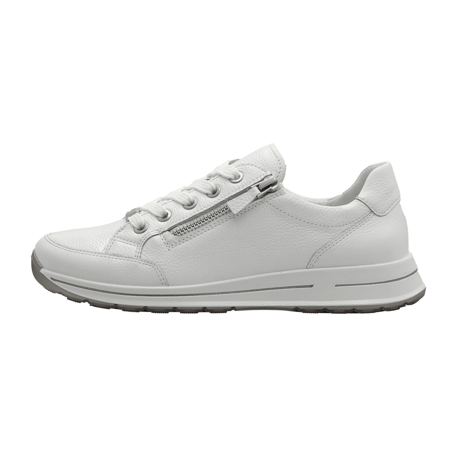 ARA Osaka Women's Sneakers in White Smooth Leather with Lace-Up Closure