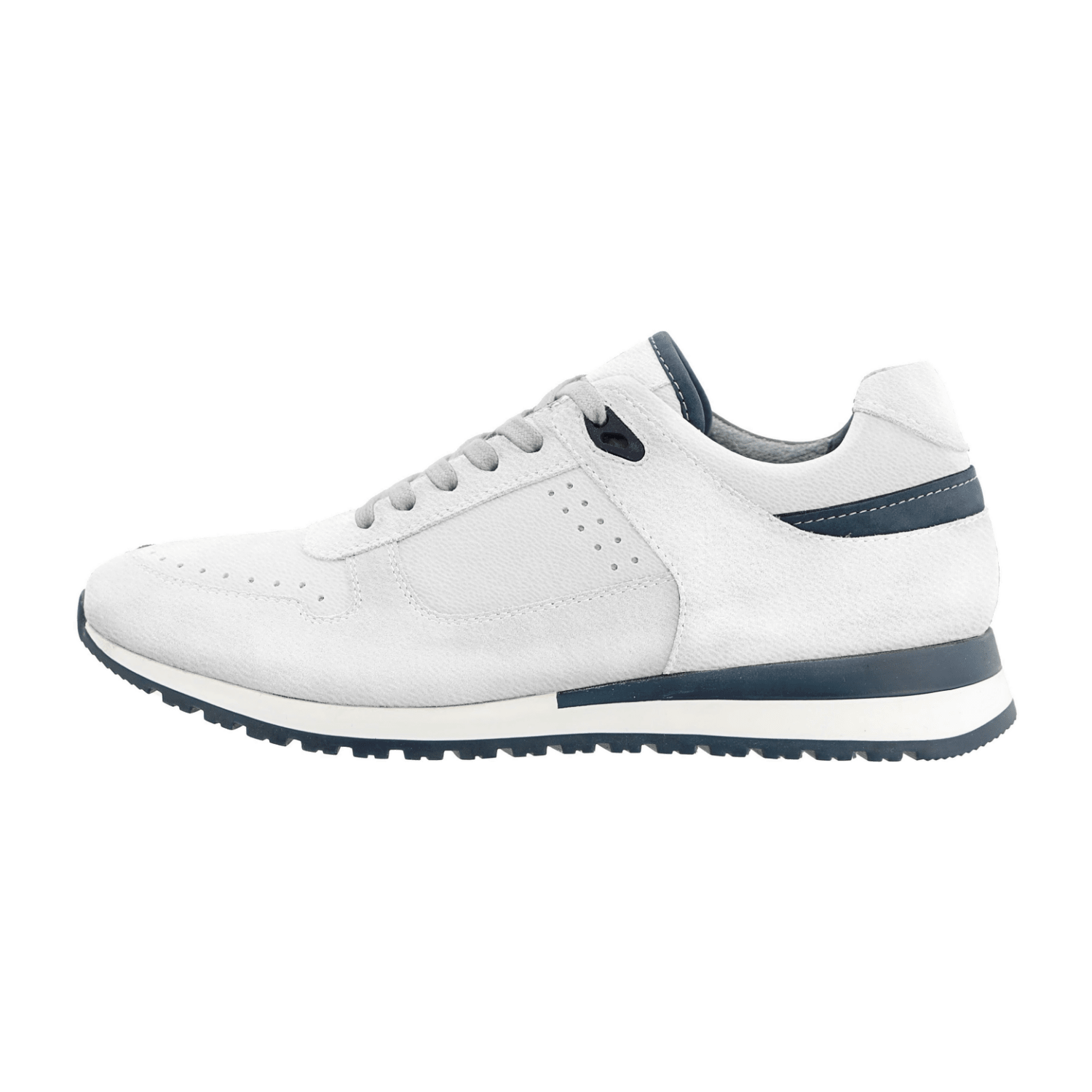 ARA Gino Men's Sneakers - White Lace-Up with Blue Accents, Textile Upper