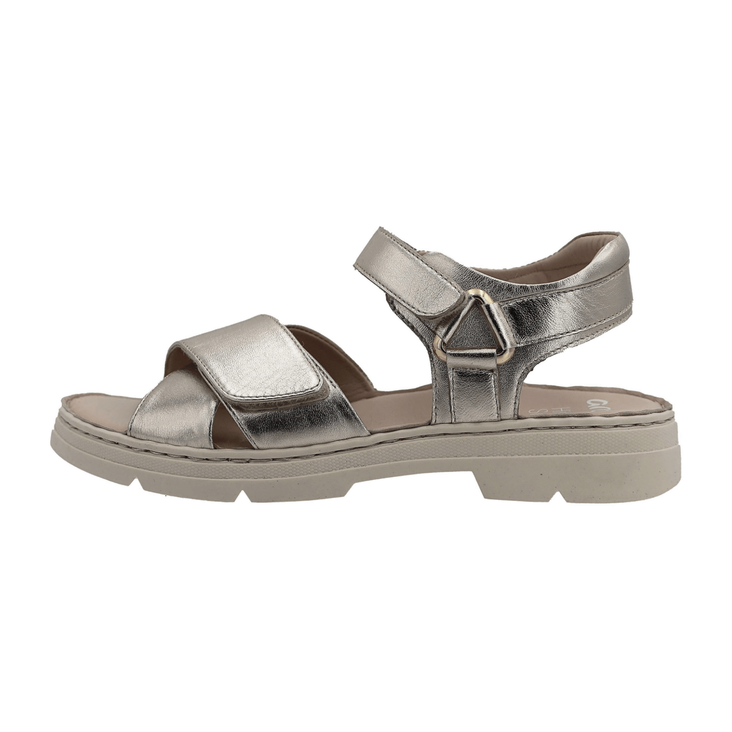 ARA La Palma Women's Sandal Smooth Leather Hook-and-Loop Closure Silver Classic