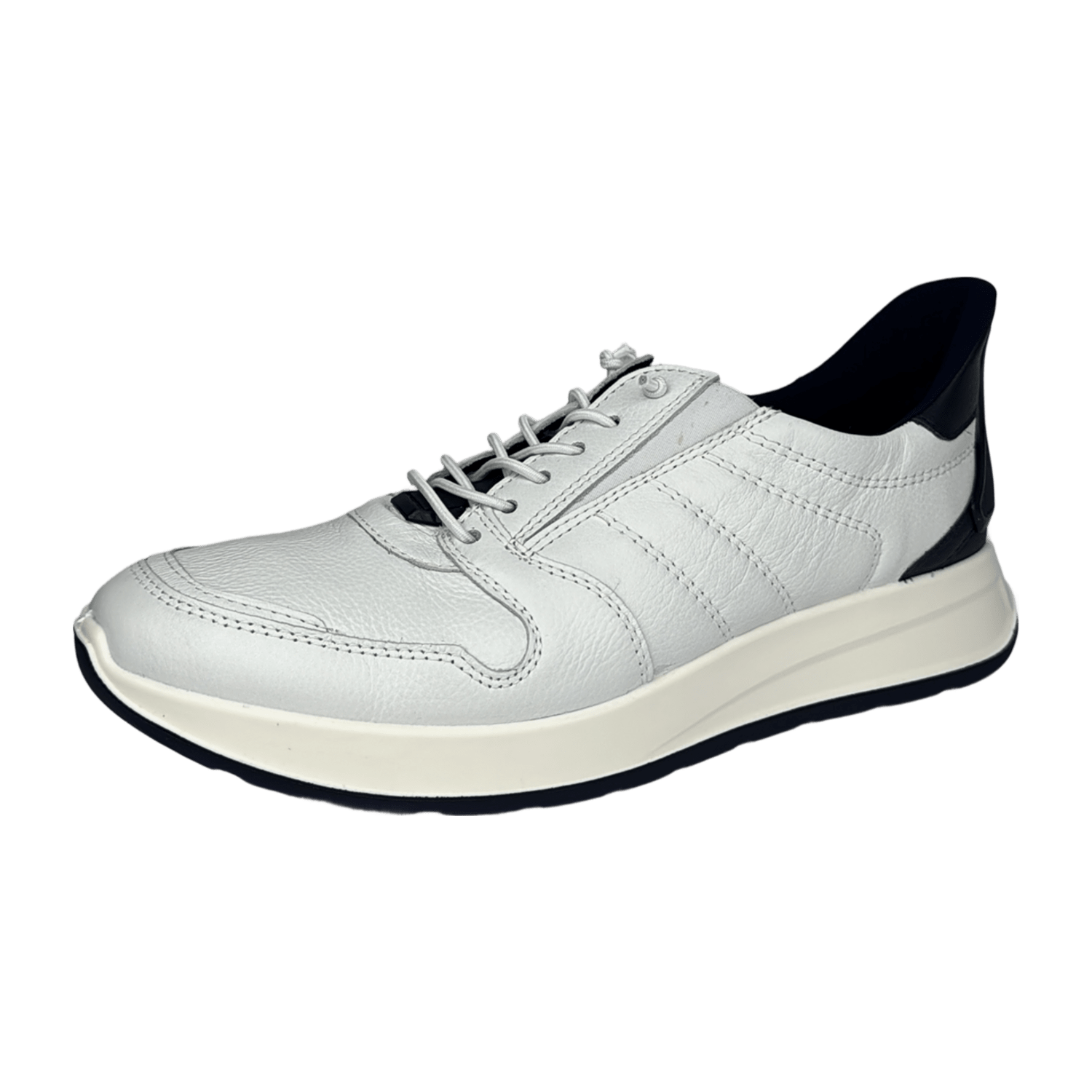 ARA MATTEO Men's Leather Sneakers in White with Round Toe