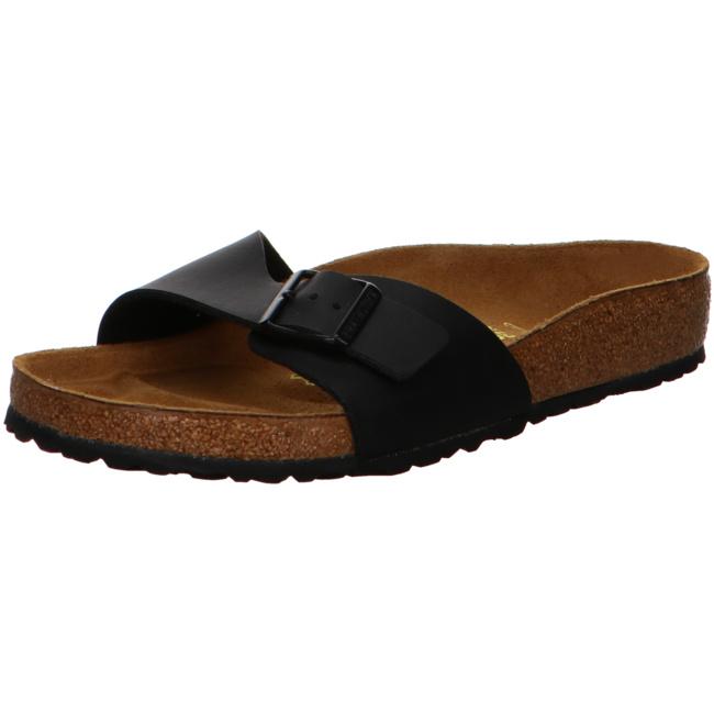 Birkenstock Madrid Birko Flor Black Slides Sandals Buckle Strap regular - Bartel-Shop