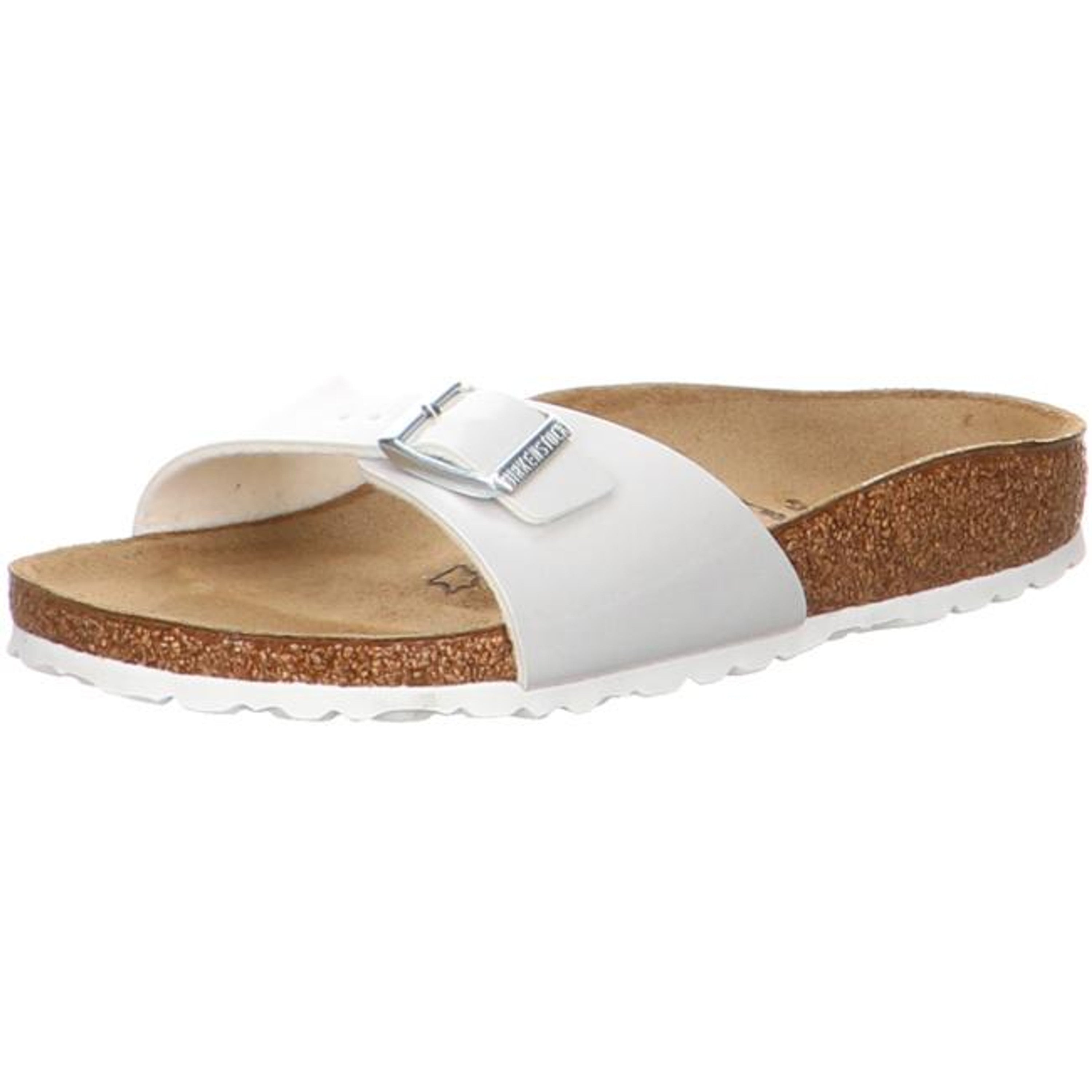 Birkenstock Madrid Patent Birko-Flor Slides Sandals Shoes Thongs Pearly White narrow - Bartel-Shop