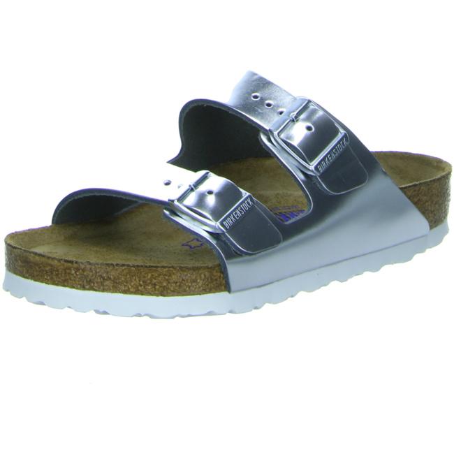 Birkenstock Arizona Metallic Mens Womens Sandals Smooth Leather SFB Silver regular - Bartel-Shop