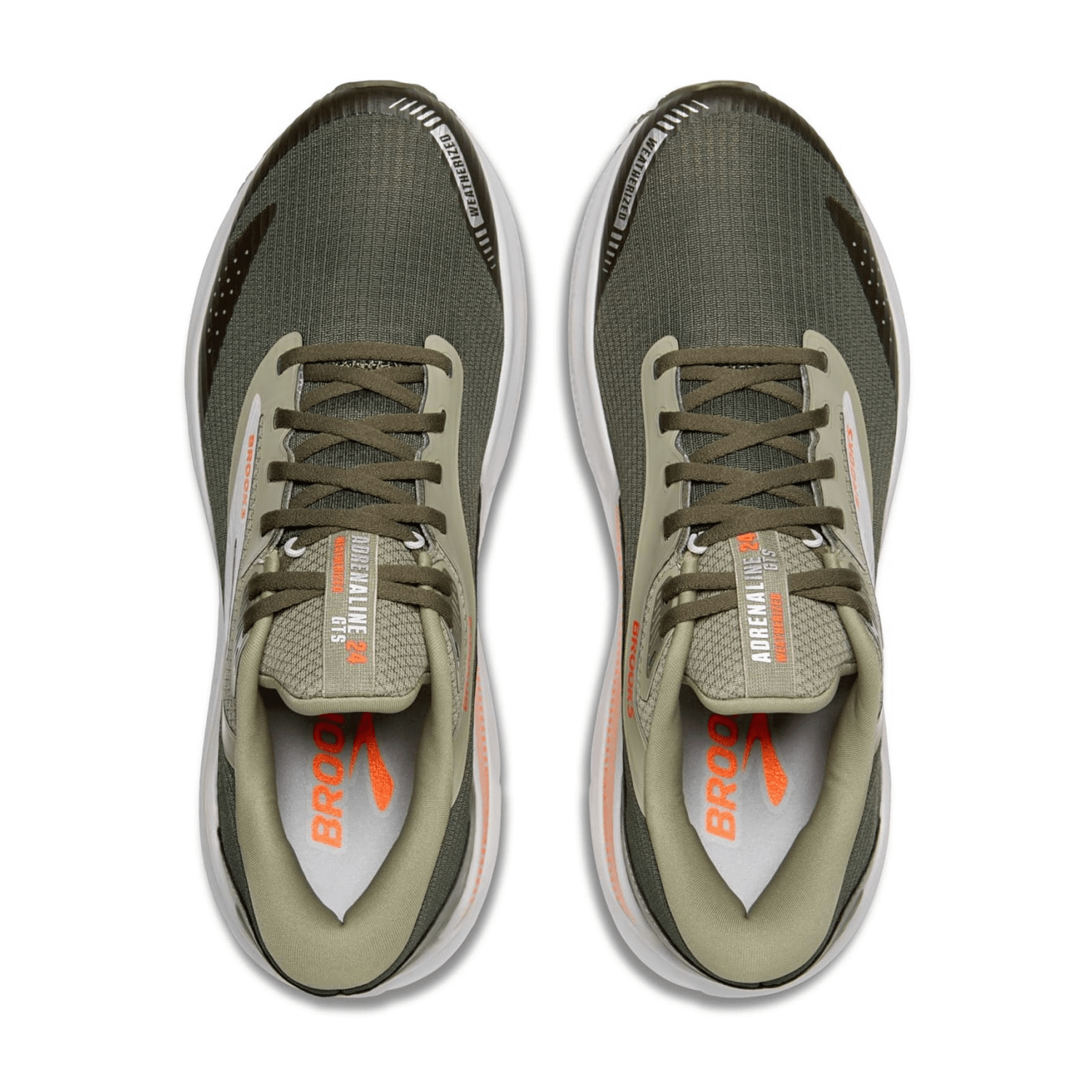 Brooks Adrenaline GTS 24 Weatherized Men's Running Shoes, Synthetic Green Grey Orange