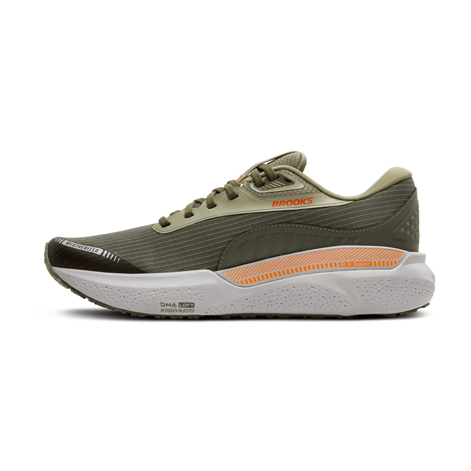 Brooks Adrenaline GTS 24 Weatherized Men's Running Shoes, Synthetic Green Grey Orange