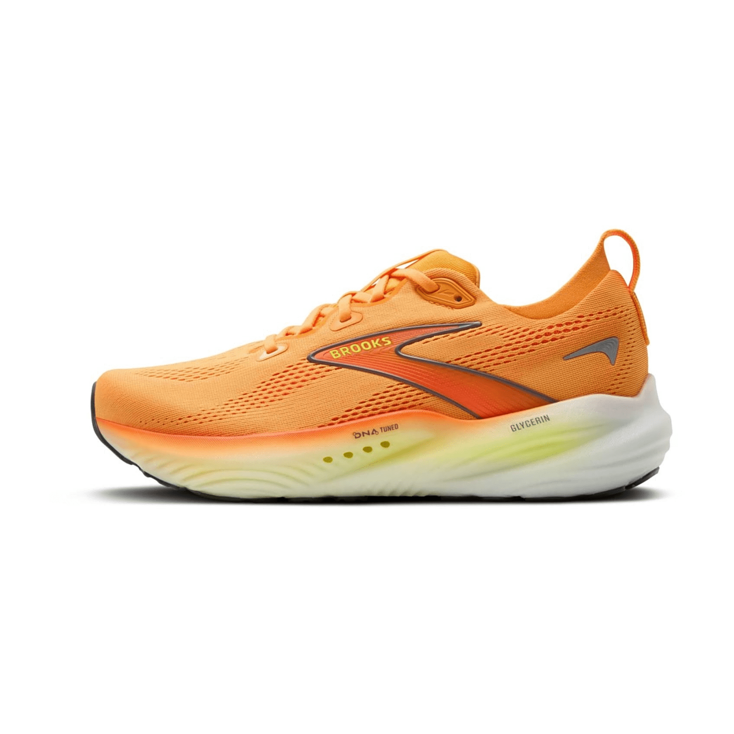 Brooks Glycerin 22 Men's Road Running Shoes for Long Distance, Orange Nightlife/White
