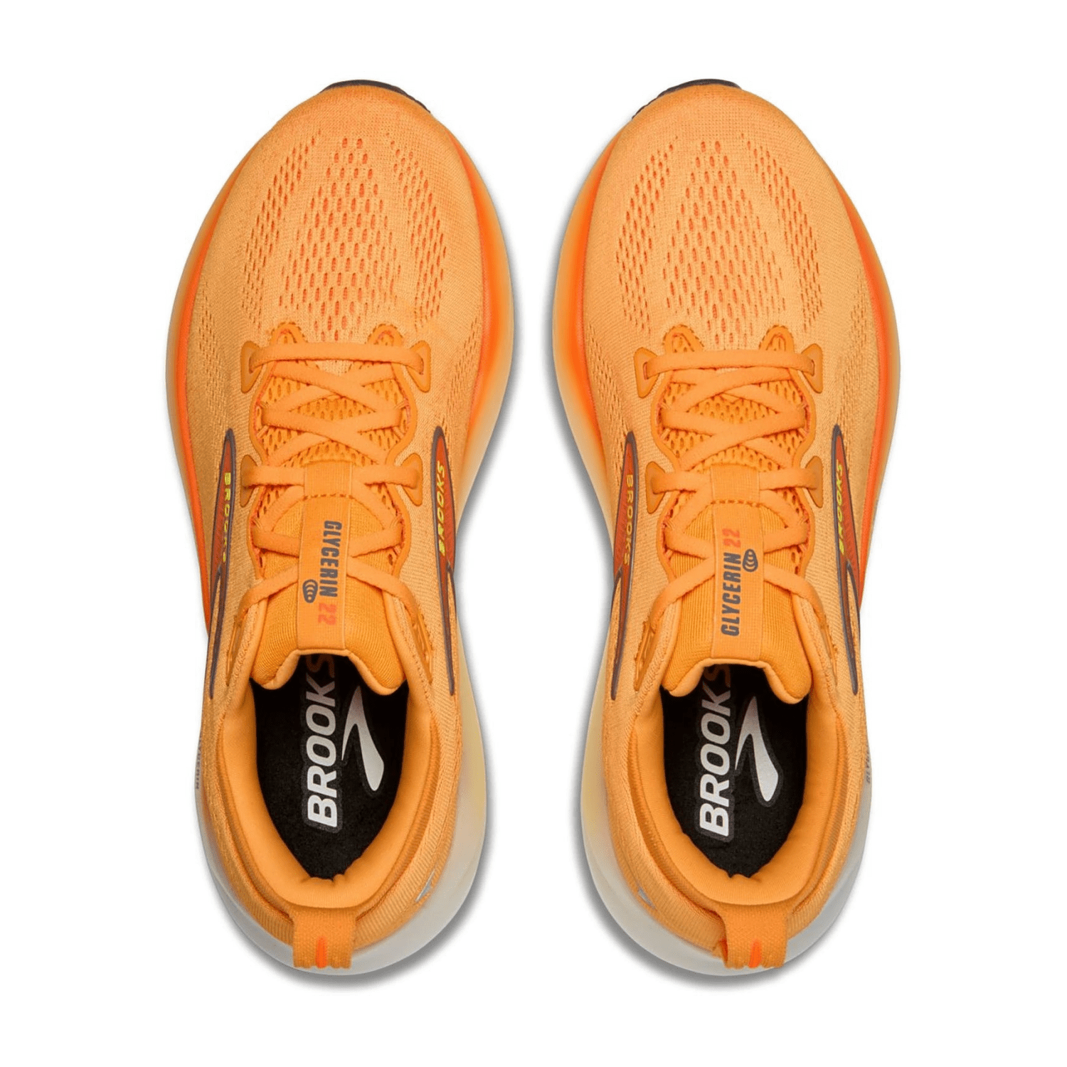 Brooks Glycerin 22 Men's Road Running Shoes for Long Distance, Orange Nightlife/White