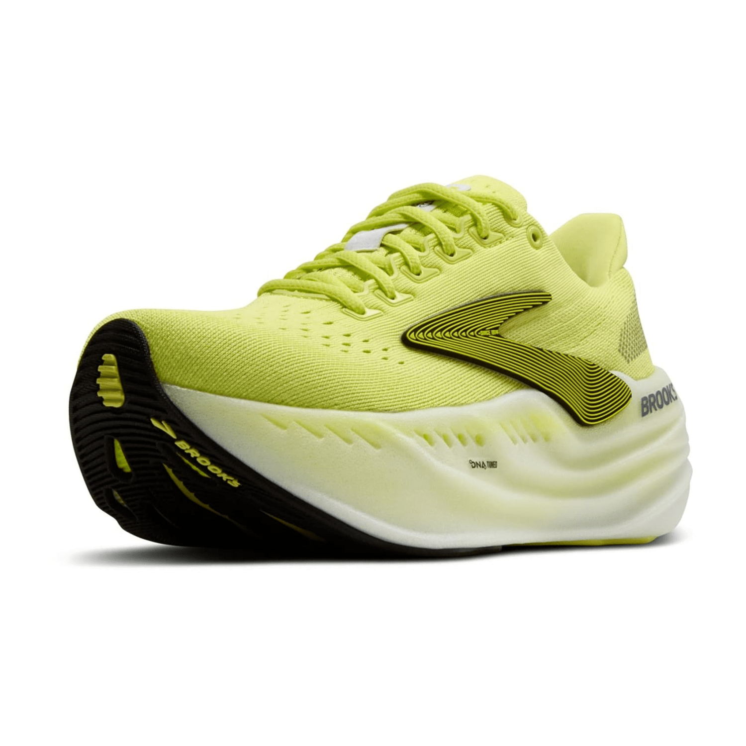 Brooks Glycerin Max Women's Sneakers Lace-Up Shoes Sunny Lime Black White Knit Fabric Round Toe