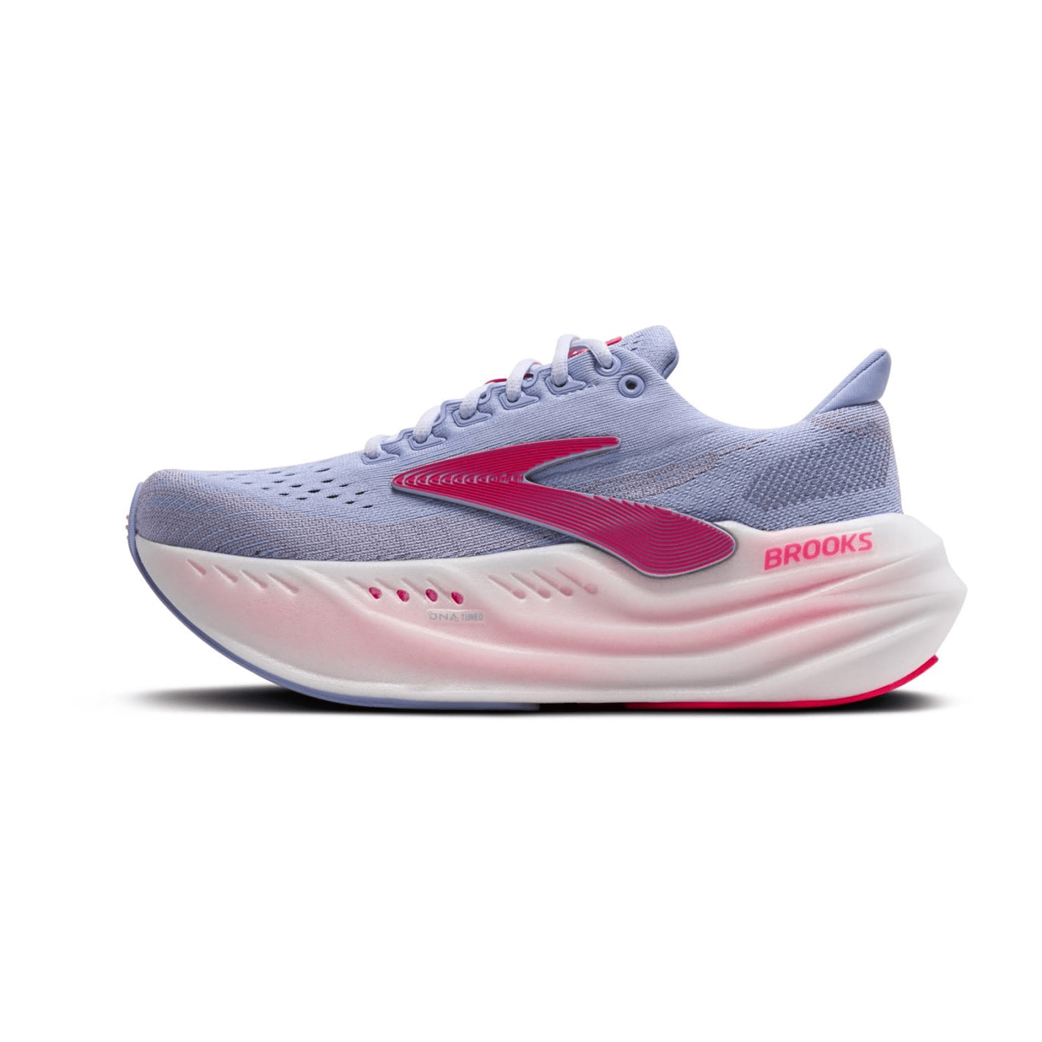 Brooks Glycerin Max Women's Sneaker in Blue Heron Diva Pink White Knit Fabric with Round Toe