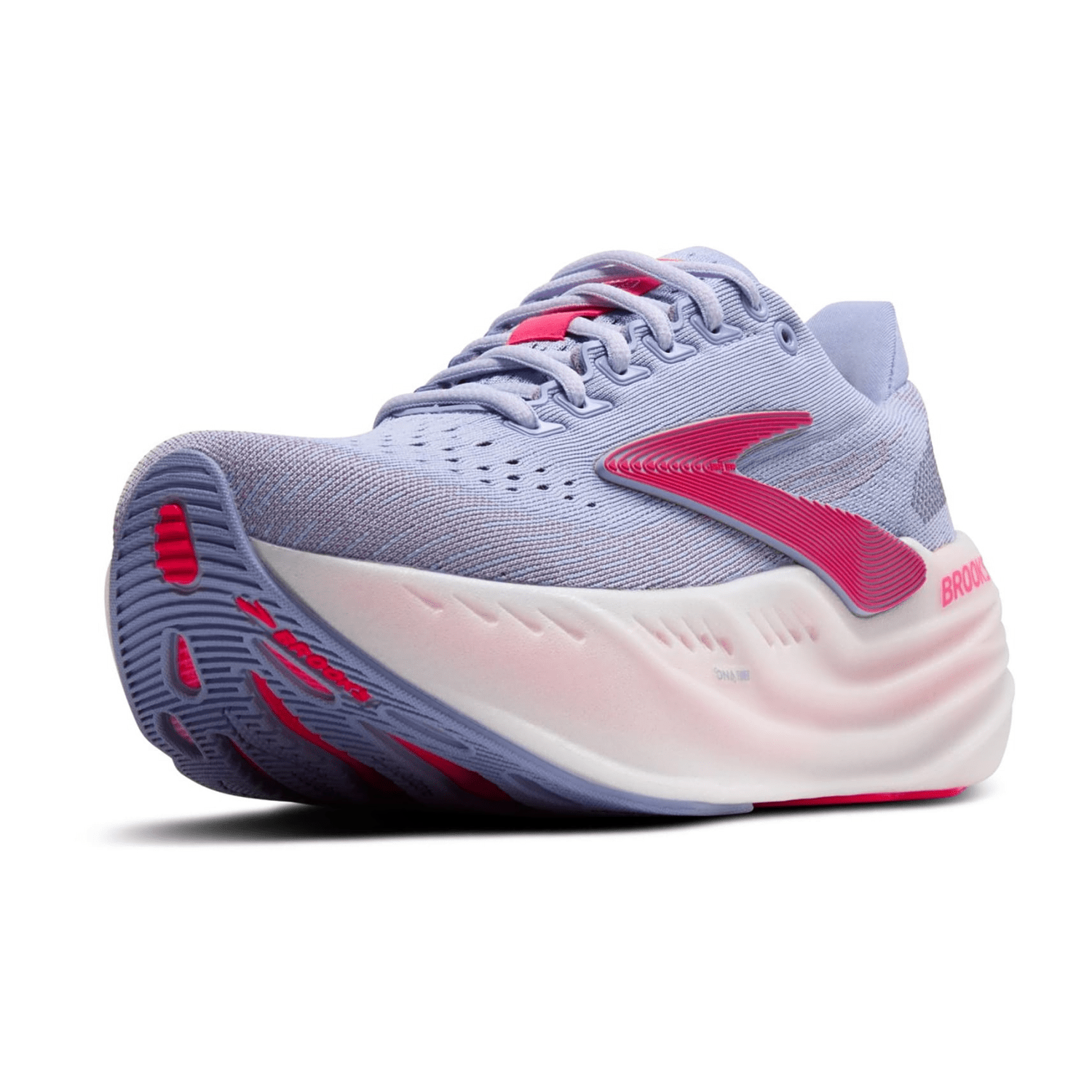 Brooks Glycerin Max Women's Sneaker in Blue Heron Diva Pink White Knit Fabric with Round Toe