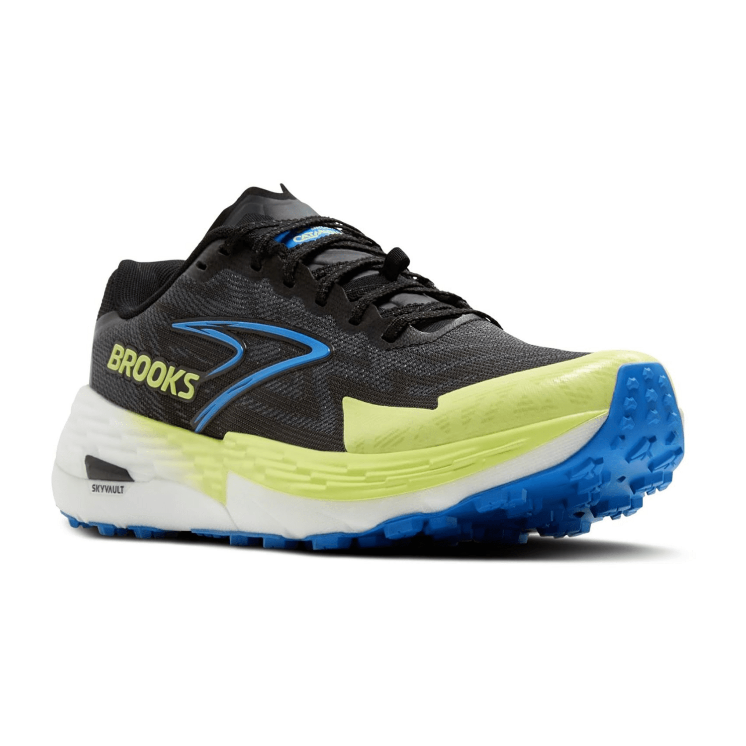 Brooks Catamount 4 Men's Trail Running Shoes - Synthetic Upper in Black Lime Blue