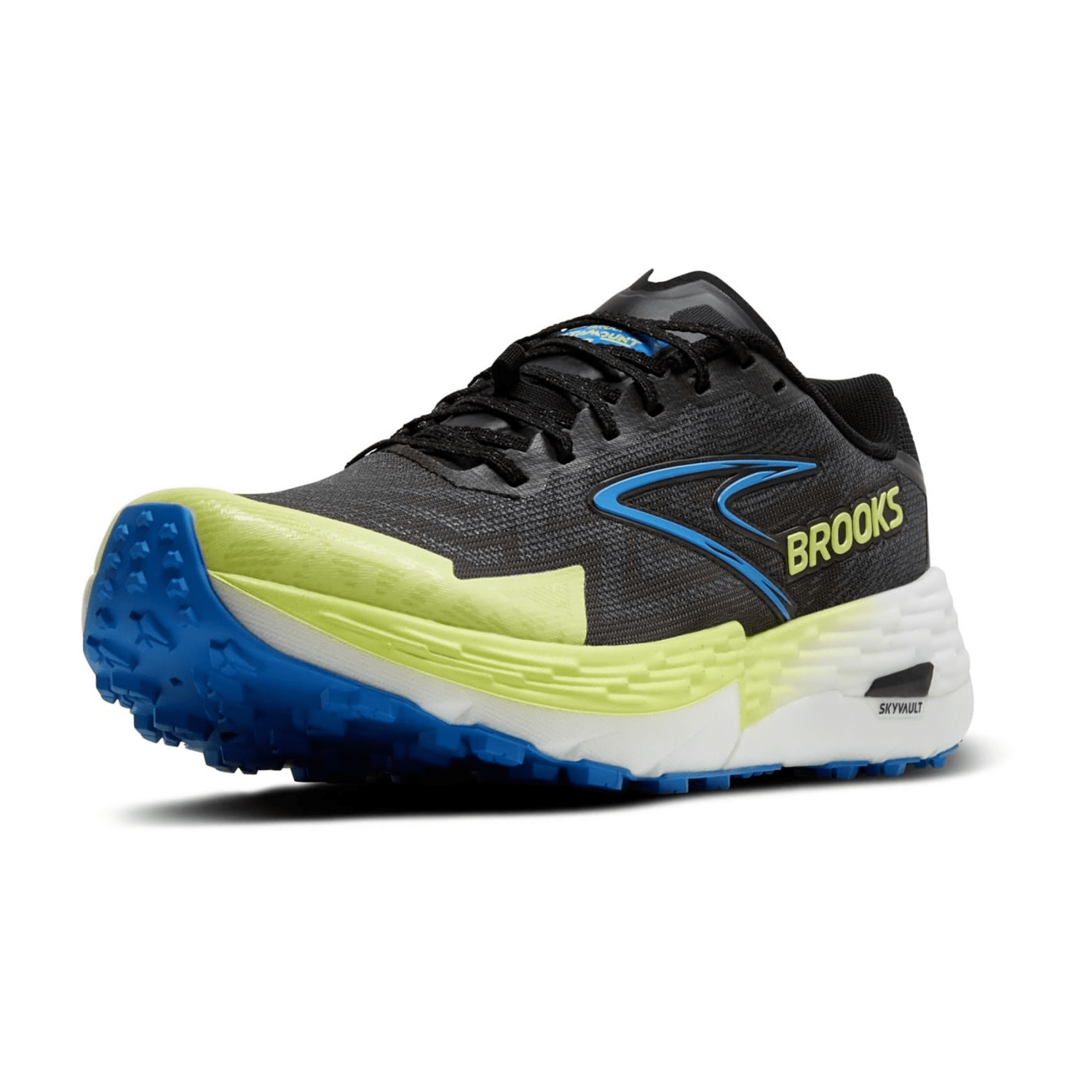 Brooks Catamount 4 Men's Trail Running Shoes - Synthetic Upper in Black Lime Blue