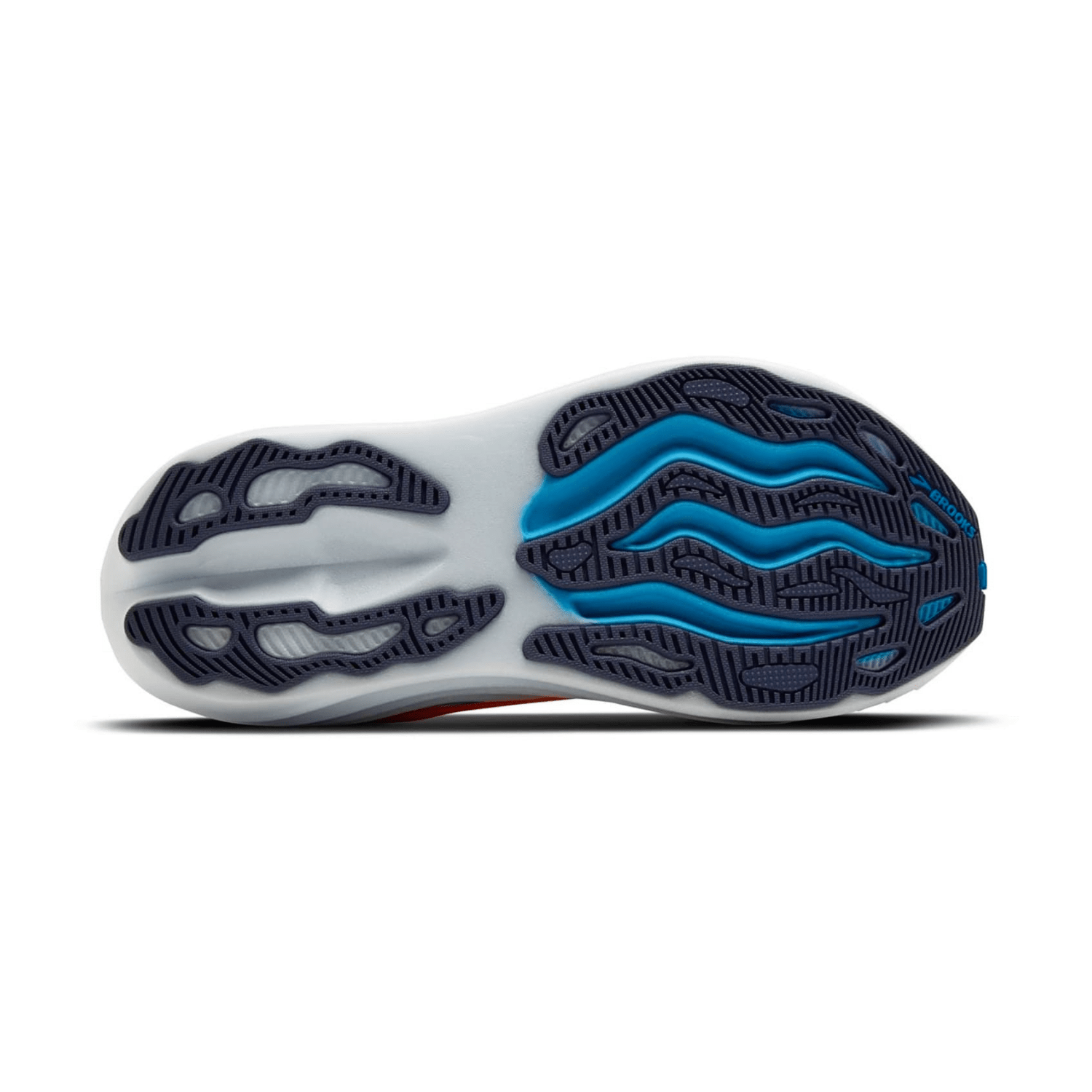 Brooks Glycerin Max Men's Sneaker in Blazing Orange, Blue & White with Technical Mesh Upper and Lace-Up Closure