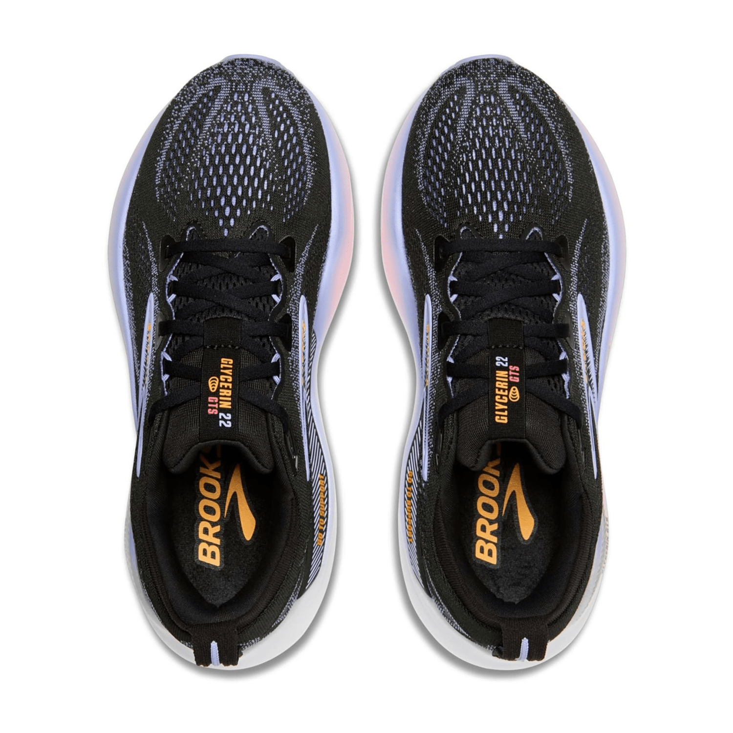 Brooks Glycerin GTS 22 Women's Running Shoes - Black, Blue Heron, Orange Synthetic