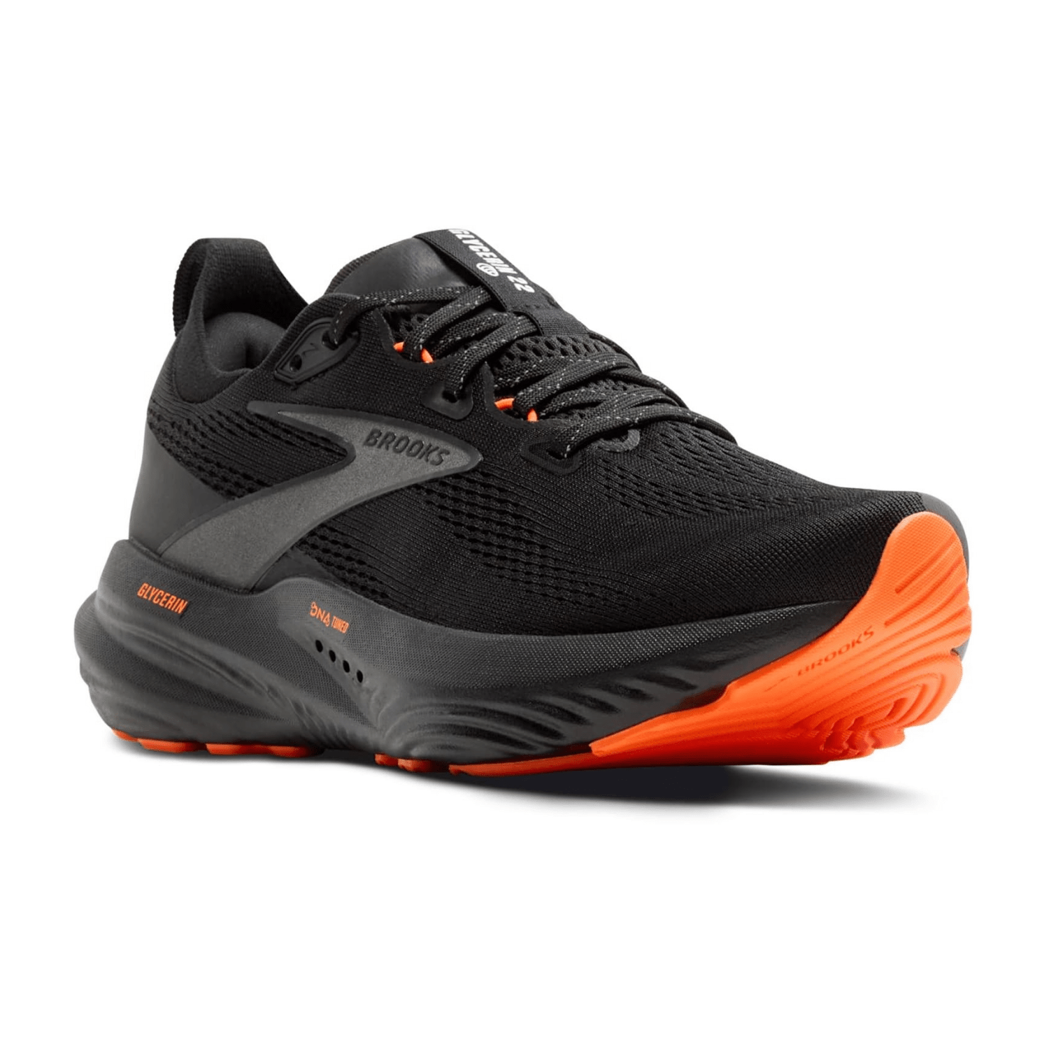 Brooks Glycerin 22 Men's Running Shoes - Athletic Sneakers in Black/Orange Synthetic