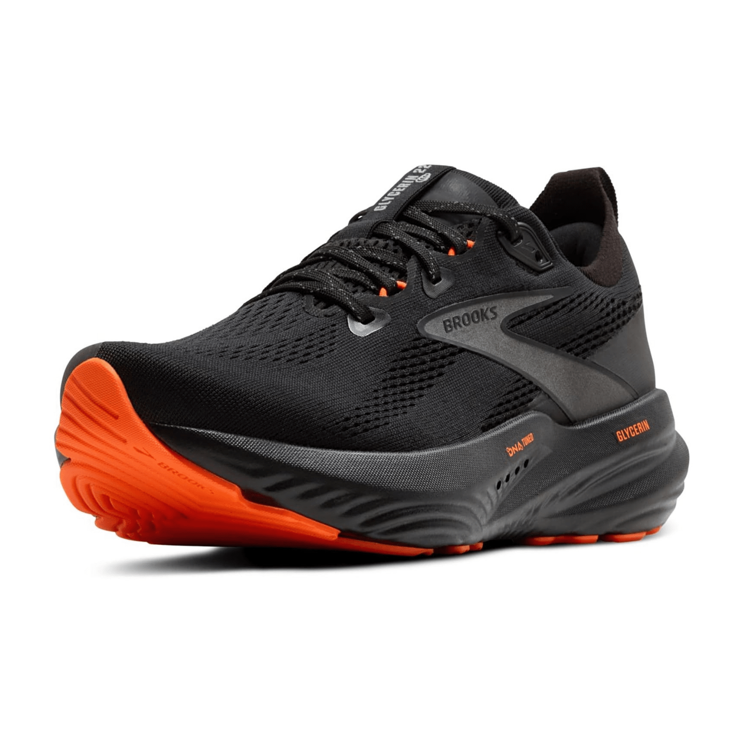 Brooks Glycerin 22 Men's Running Shoes - Athletic Sneakers in Black/Orange Synthetic