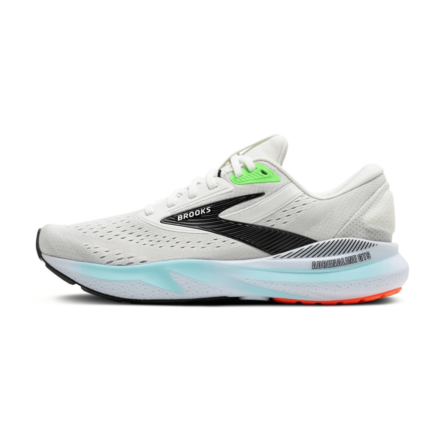 Brooks Adrenaline GTS 24 Men's Running Shoes, Lace-Up, White/Gecko/Atomizer, Synthetic