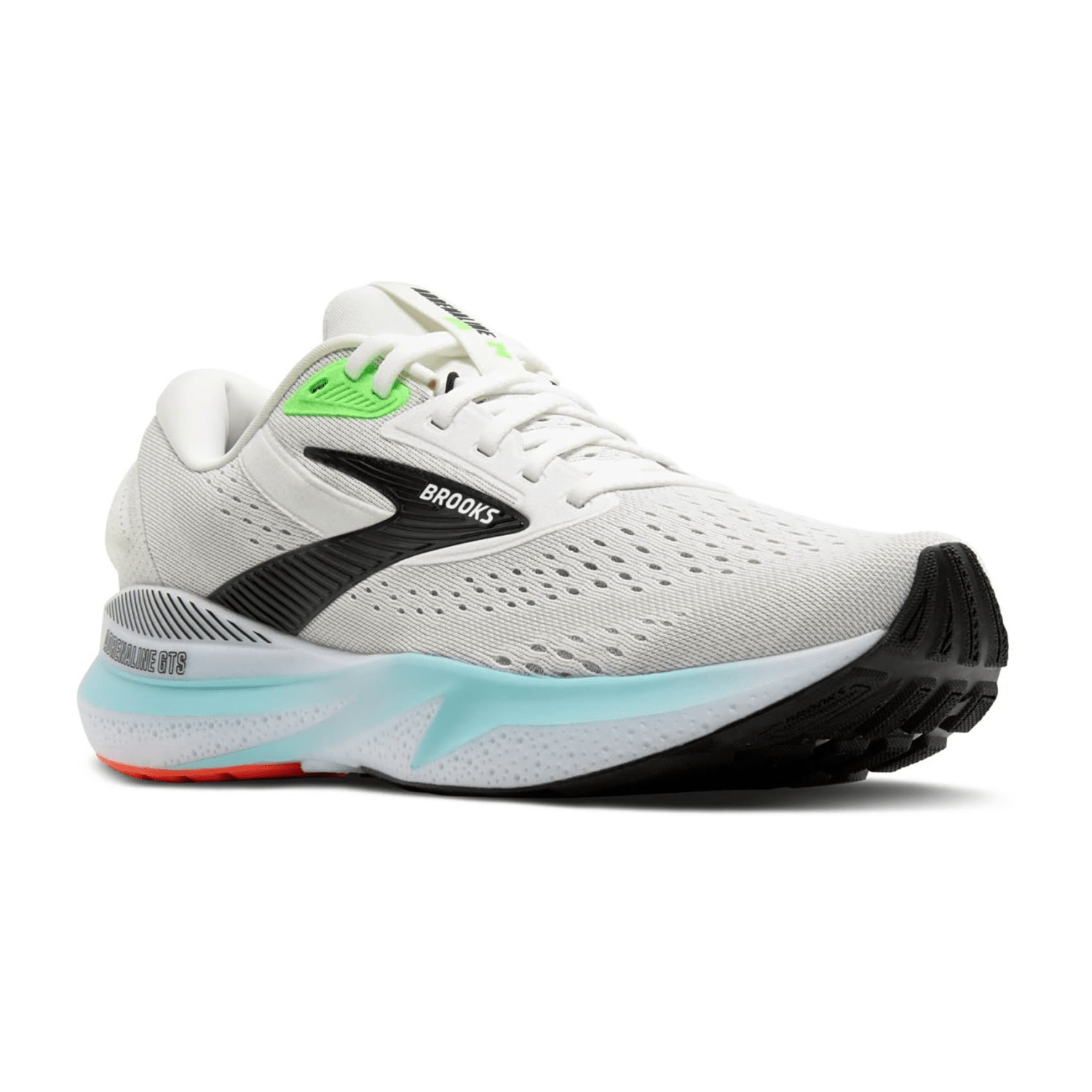 Brooks Adrenaline GTS 24 Men's Running Shoes, Lace-Up, White/Gecko/Atomizer, Synthetic