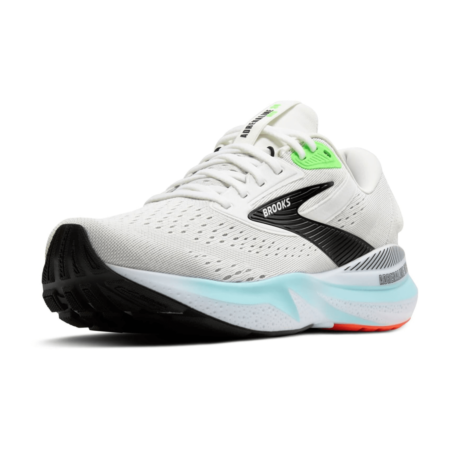 Brooks Adrenaline GTS 24 Men's Running Shoes, Lace-Up, White/Gecko/Atomizer, Synthetic