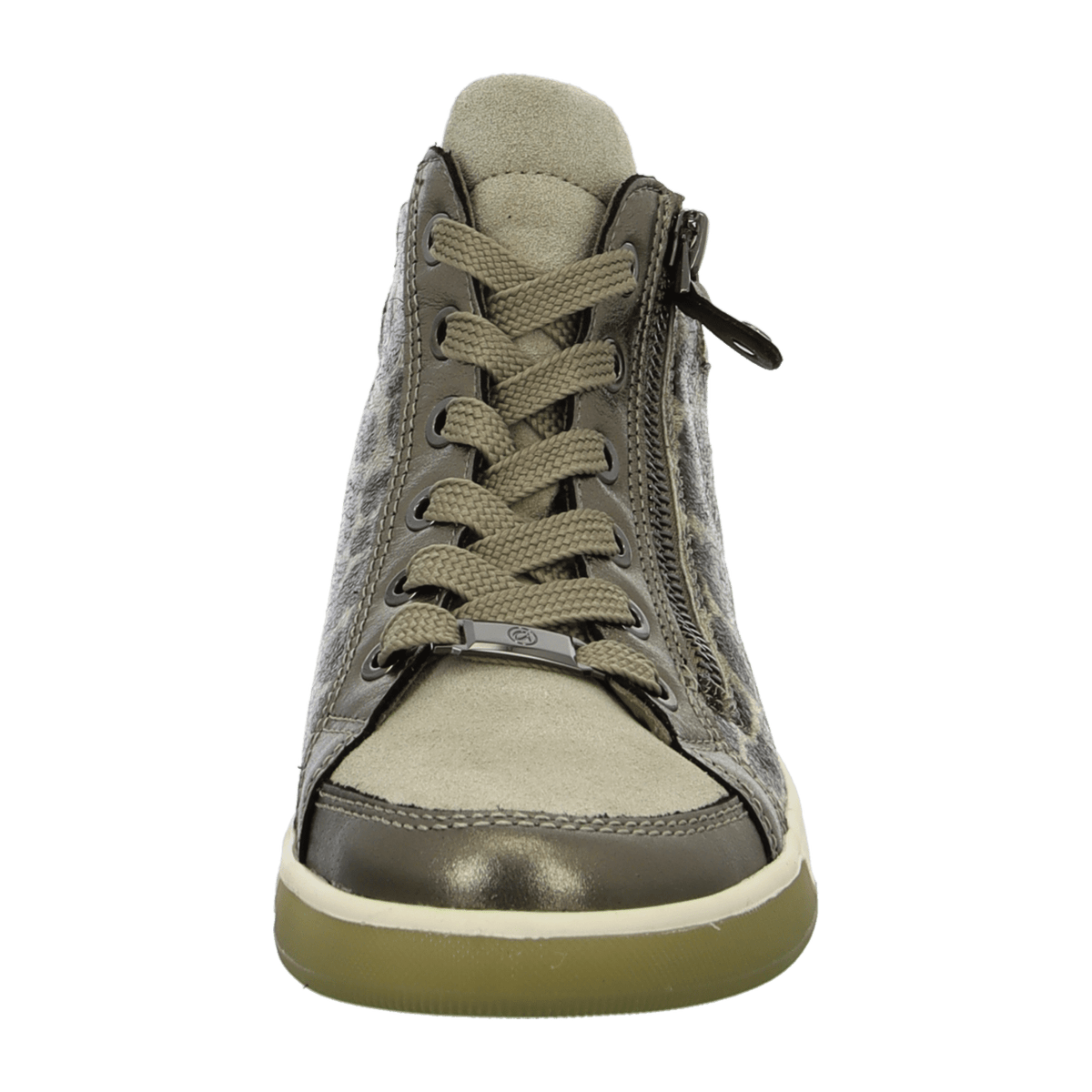 ARA High Top LeoBronze Women's Sneaker in Animal Print Smooth Leather with Lace-Up Closure