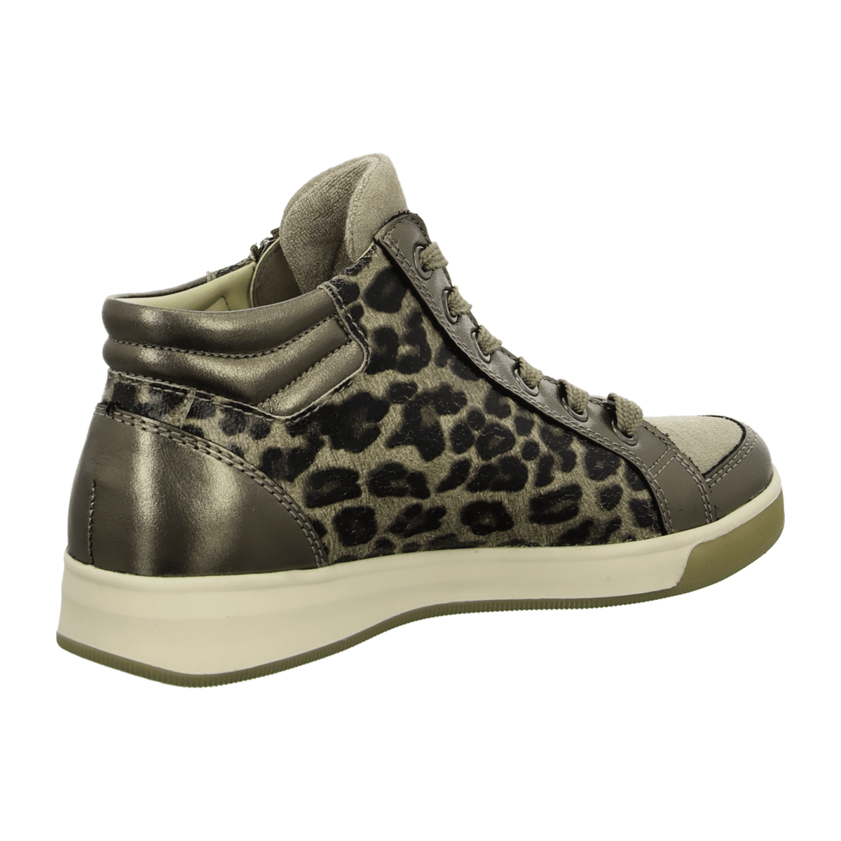 ARA High Top LeoBronze Women's Sneaker in Animal Print Smooth Leather with Lace-Up Closure