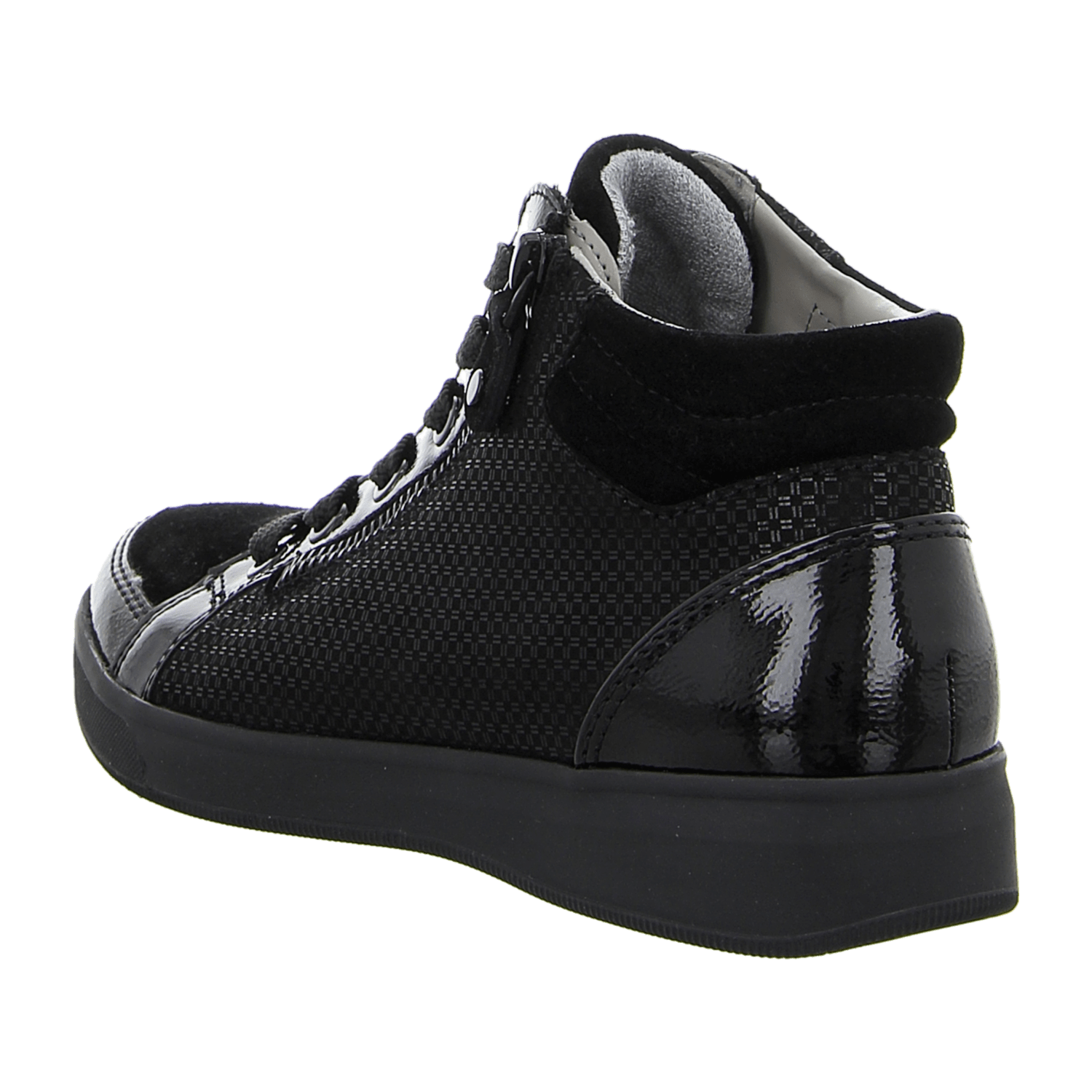 ARA ROM Women's Sneakers in Black Smooth Leather with Lace-Up Closure and Polyurethane Sole