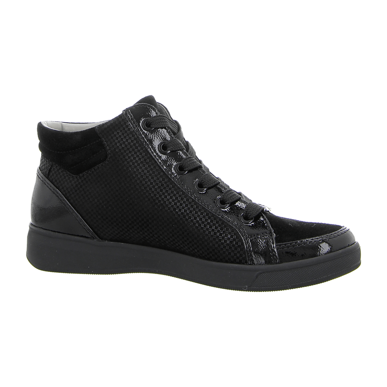 ARA ROM Women's Sneakers in Black Smooth Leather with Lace-Up Closure and Polyurethane Sole