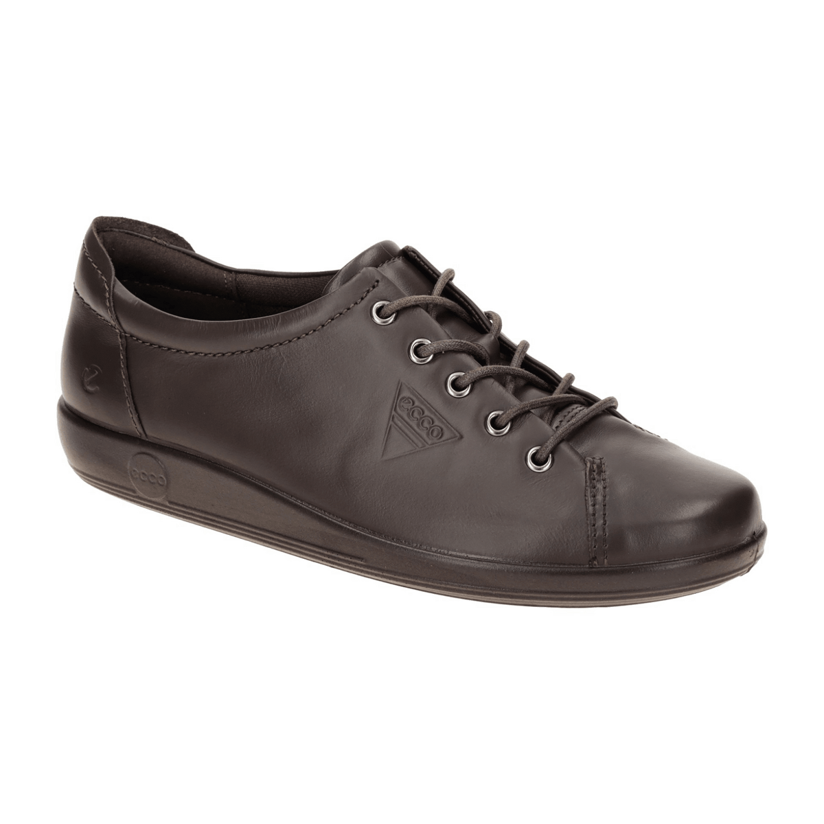 ECCO Soft 2.0 Women's Lace-Up Sneakers Brown Leather Comfort Shoes