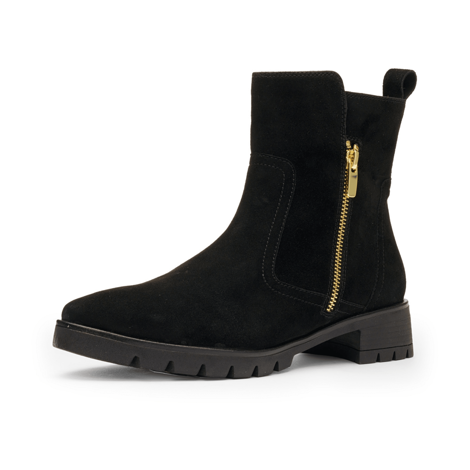 ARA Napoli Women's Ankle Boots in Black Nubuck Leather with Zipper - Classic Style - Bartel-Shop