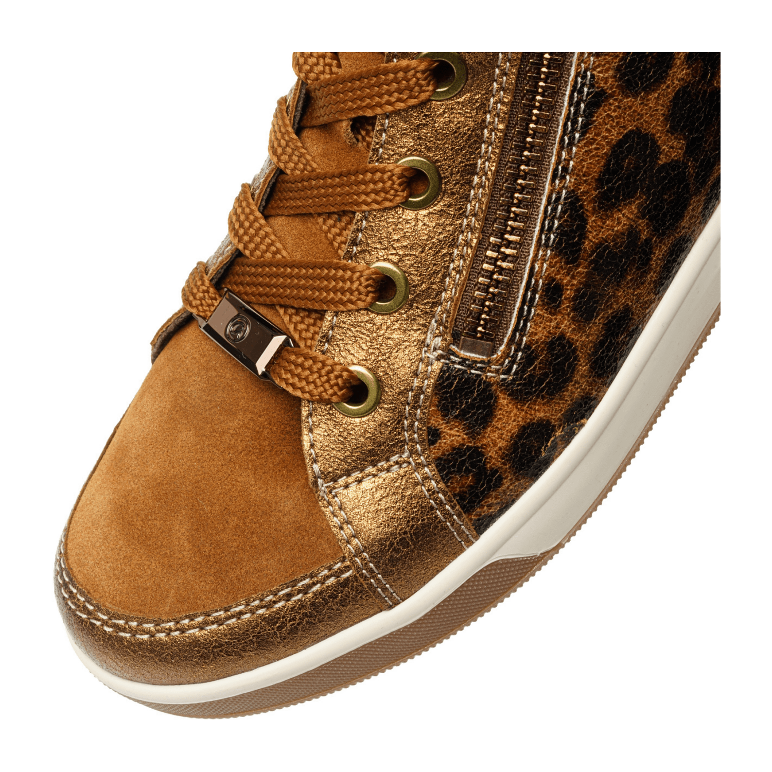 ARA ROM Women's Leather Sneakers in Brown with Lace-Up Closure and Round Toe
