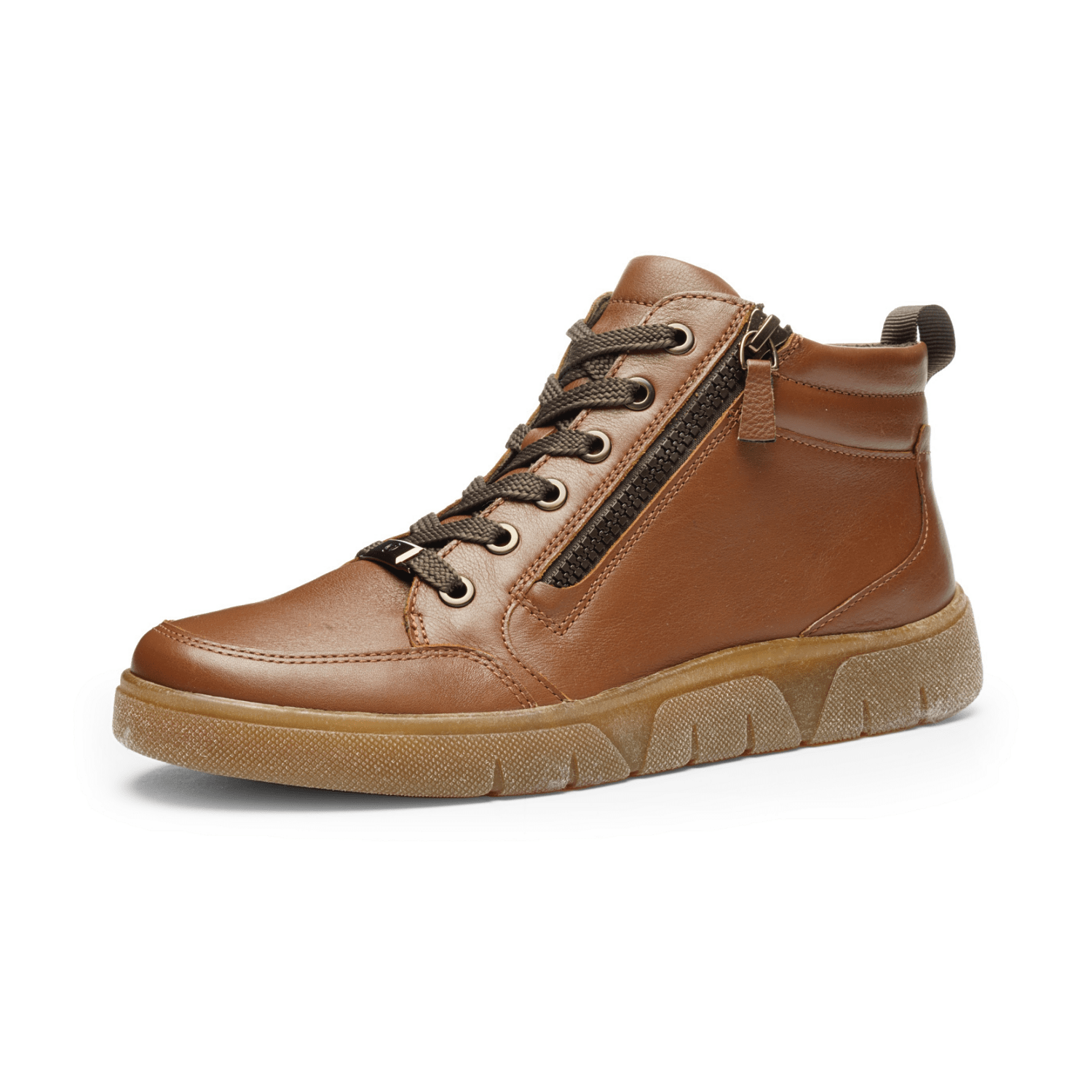 ARA Women's Boots with Zipper, Brown, Warm Lined, Round Toe, Rubber Sole - Bartel-Shop