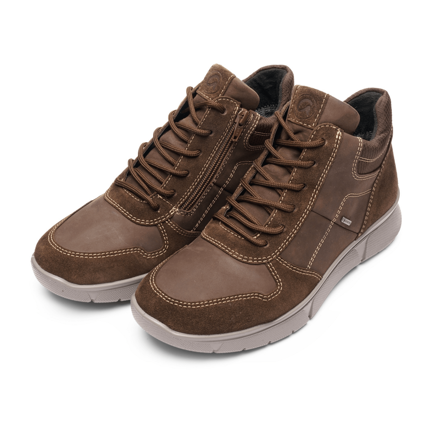 ARA Romano Men's Velour Leather Ankle Boots Classic Brown Lace-Up Boots