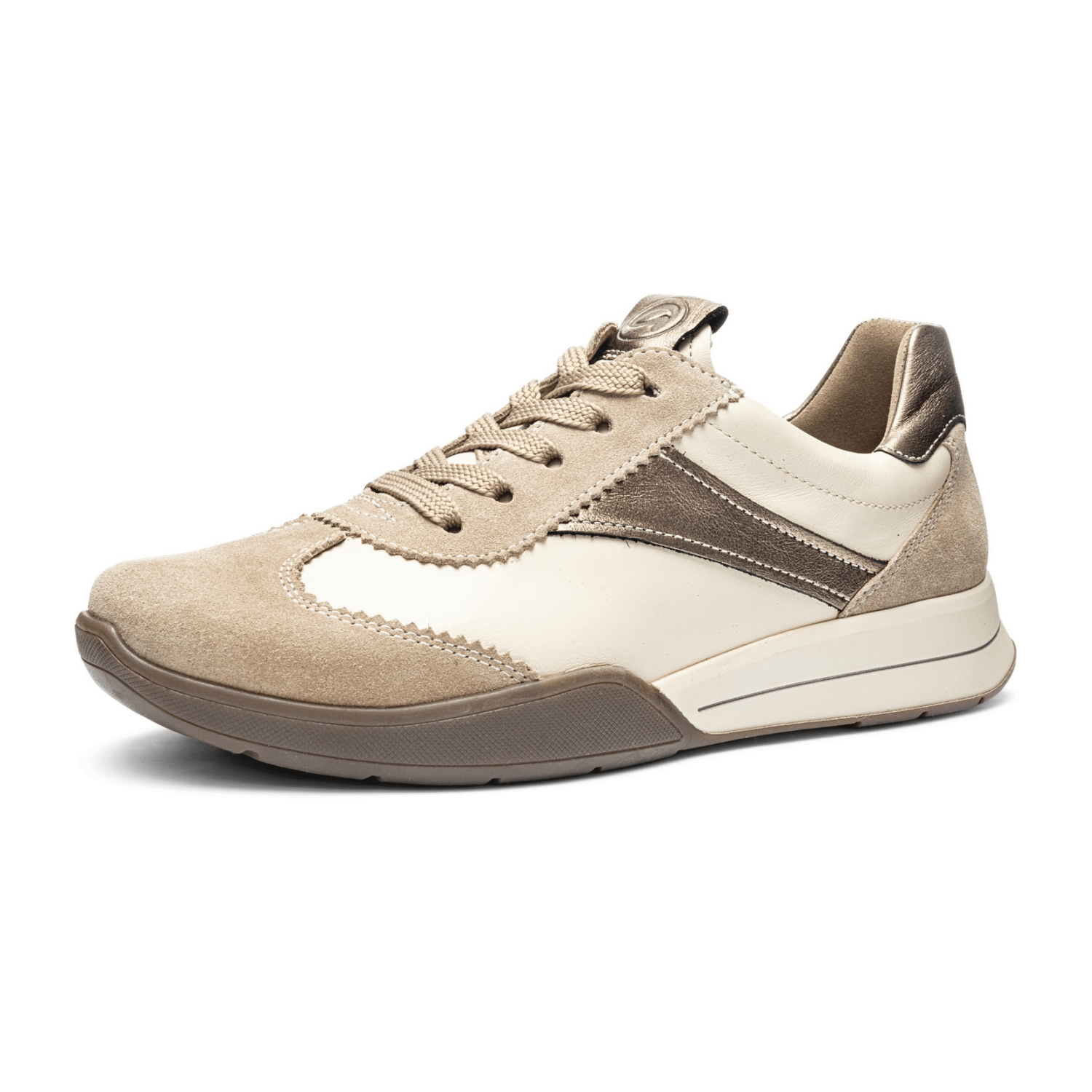 ARA Monza Women's Sneaker Slip-On in beige with lacing and leather lining