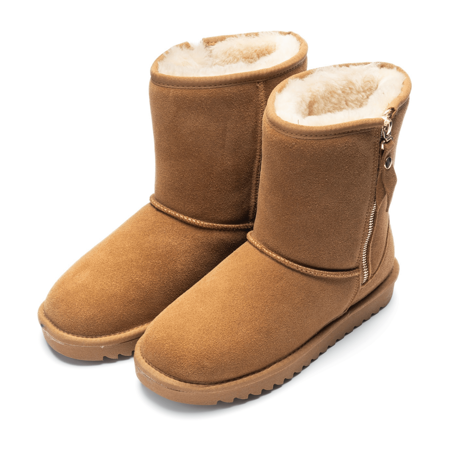 ARA Alaska Women's Boots in Brown Suede with Zipper and Warm Lining - Bartel-Shop