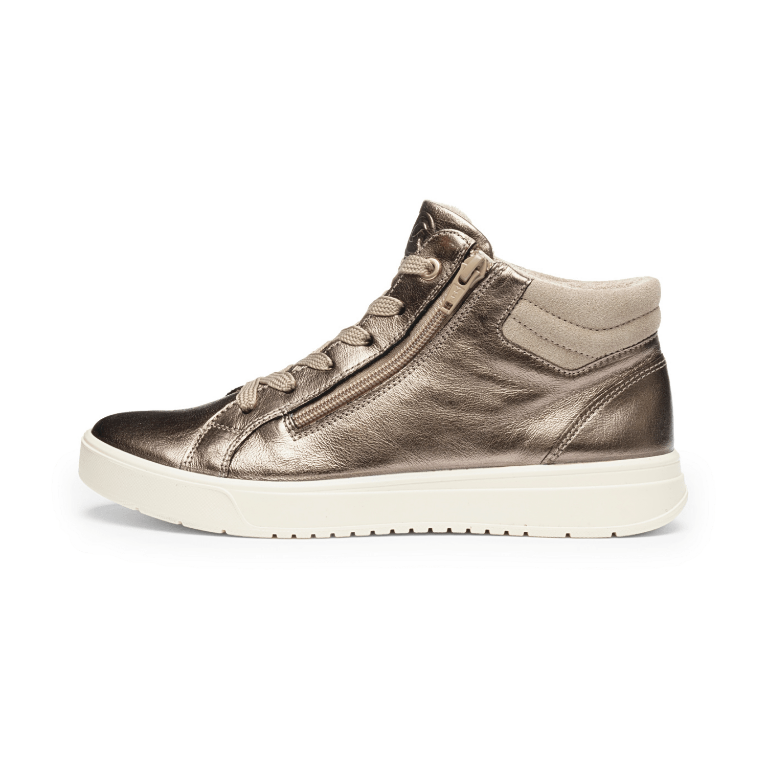 ARA Rom Women's Sneakers in Smooth Leather Gold with Lace-Up Closure and Polyurethane Sole