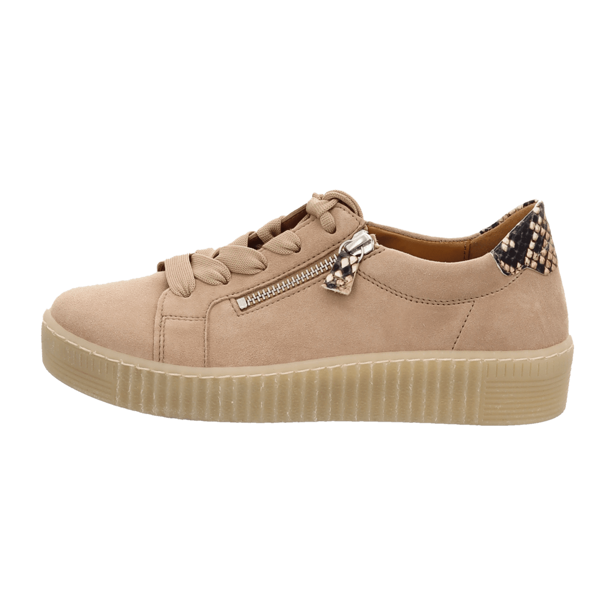 Gabor Women's Low-Top Sneakers - Sand Black Suede Comfort Shoes