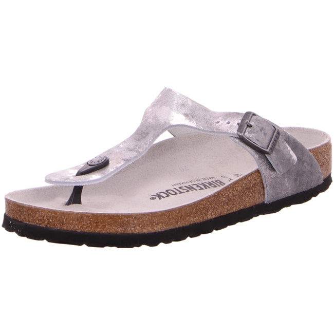 Birkenstock Gizeh Thongs regular Vintage Metallic Gray Silver Leather Shoes Flip Flops Sandals Slippers - Bartel-Shop