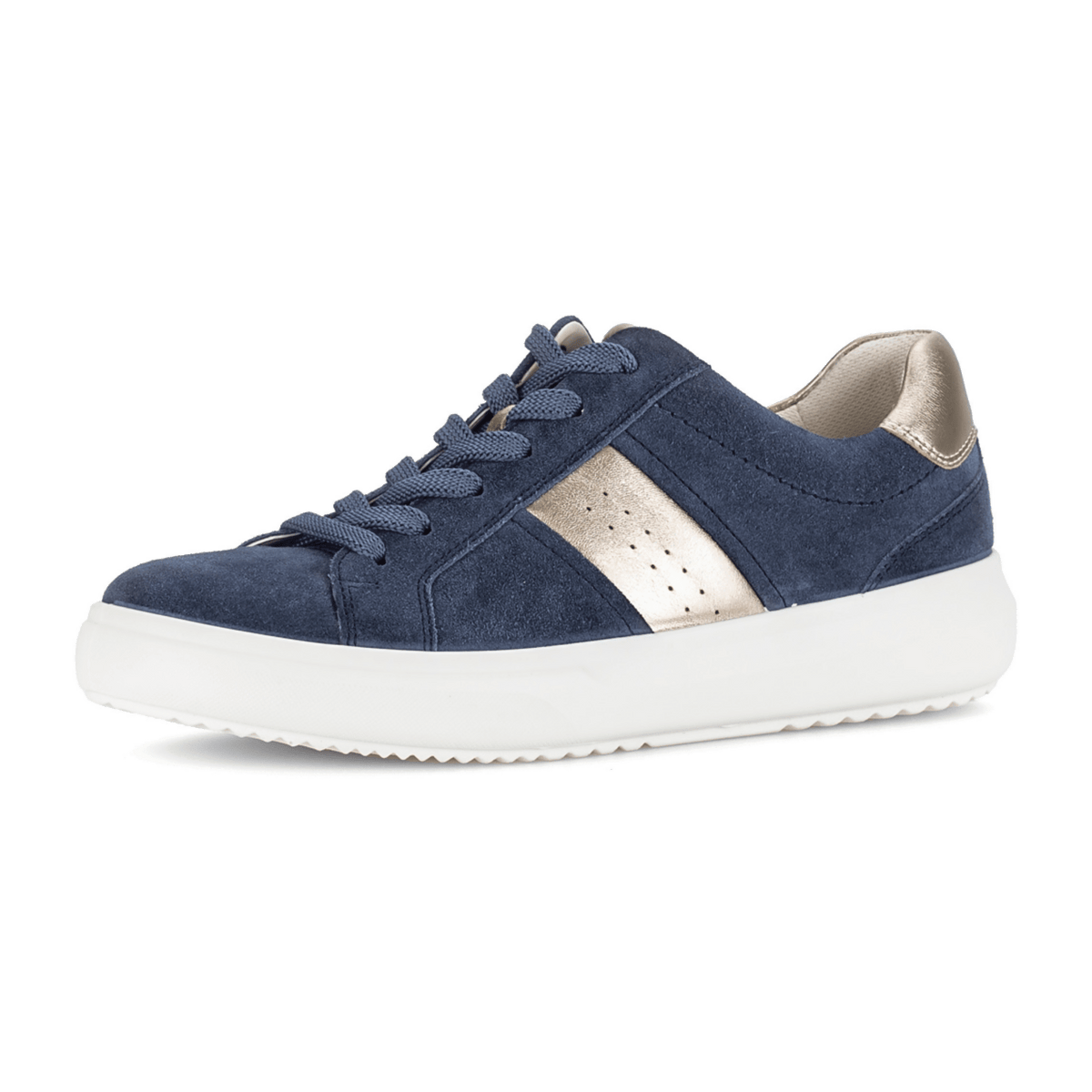 Gabor Women's Lace-Up Sneaker - Lightweight Patent Denim Puder