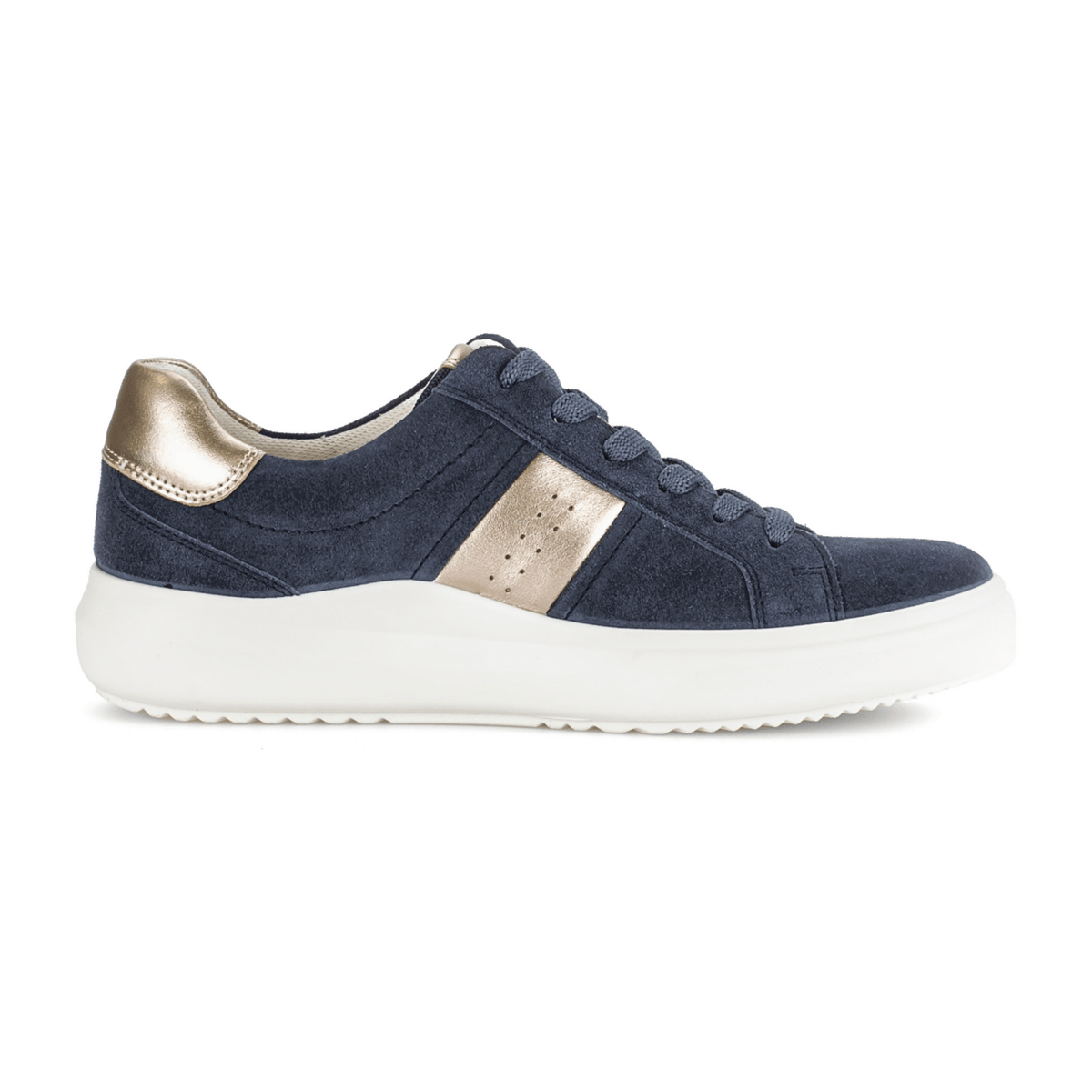 Gabor Women's Lace-Up Sneaker - Lightweight Patent Denim Puder
