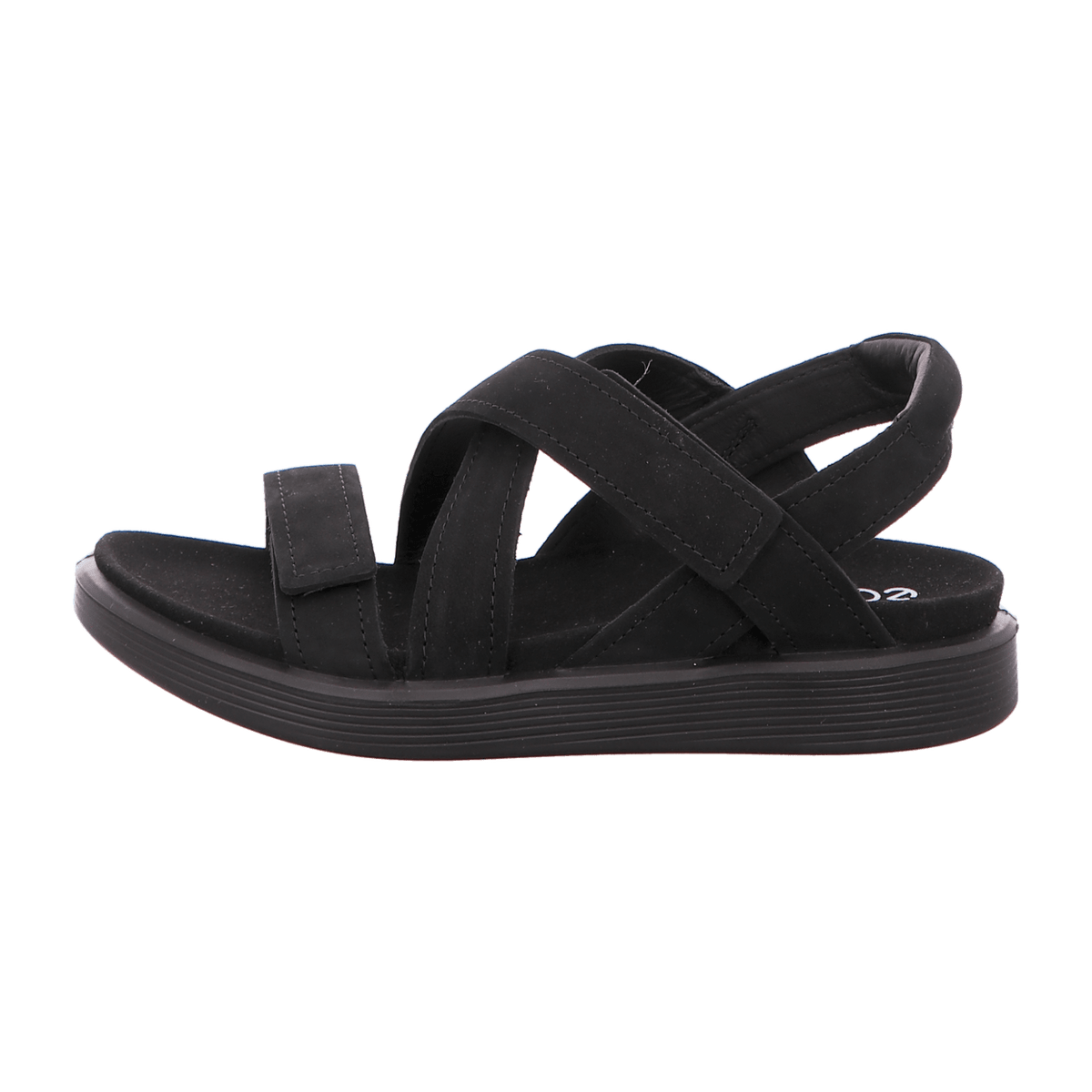 ECCO Women's Cross-Strap Leather Sandals Black - Padded Comfort