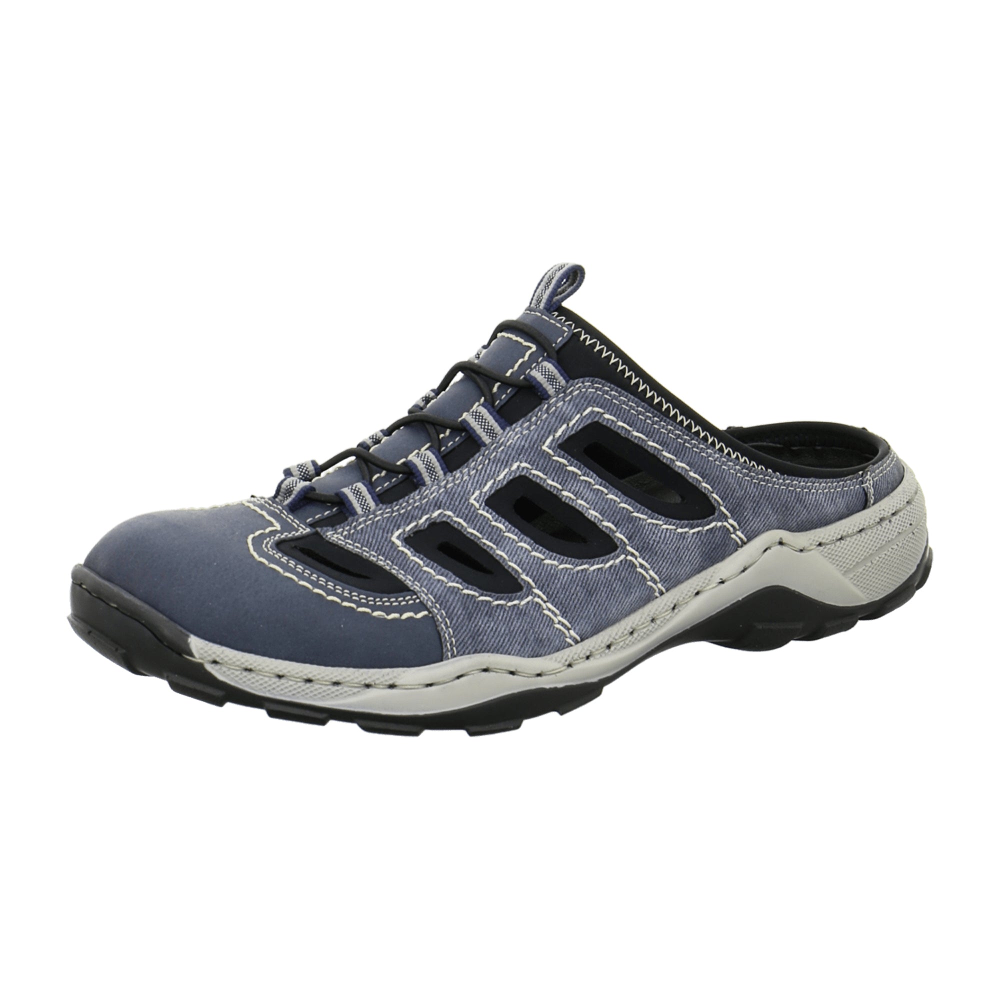 Rieker Men's Blue Slip-On Sandals Comfortable Synthetic Textile Spring Summer