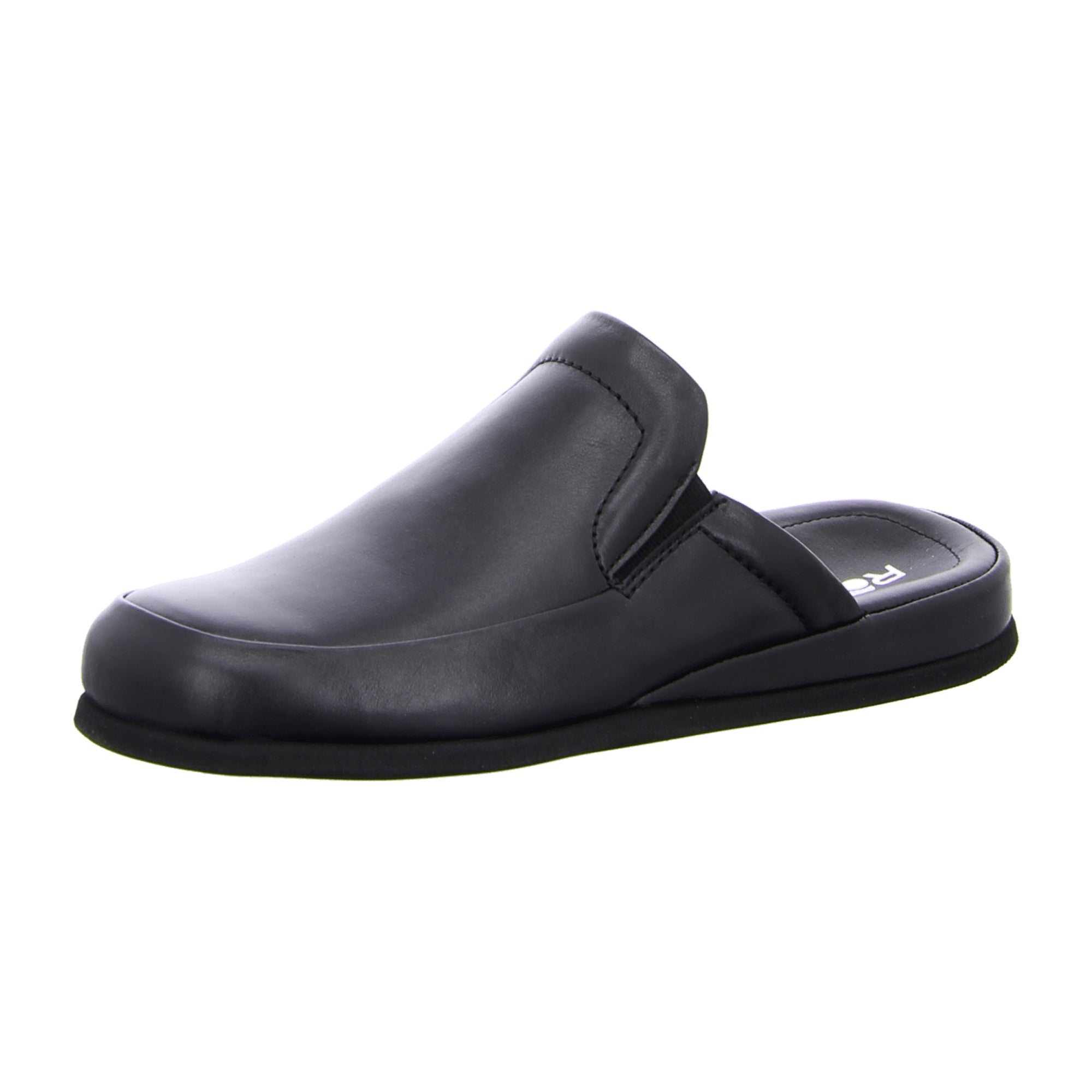 Rohde Men's Black Leather Slip-On Slippers for Autumn Winter