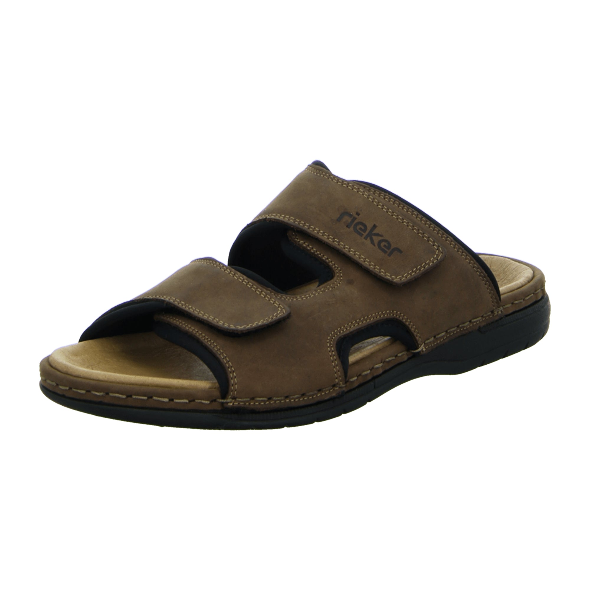 Rieker Brown Pantolette Sandals with Velcro Fastening and Cushioned Sole