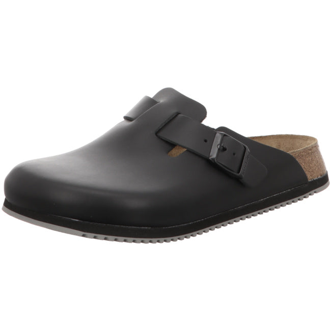 Birkenstock Boston Clogs regular black Leather Mules Shoes Super Grip SL Sandals Slippers - Bartel-Shop