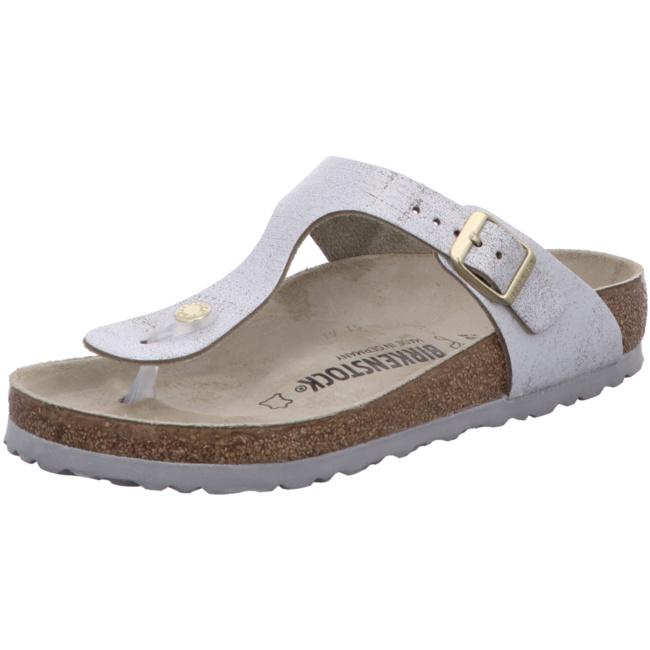 Birkenstock Gizeh Washed Metallic metallic blue silver Slides Sandals Thongs Slippers regular - Bartel-Shop