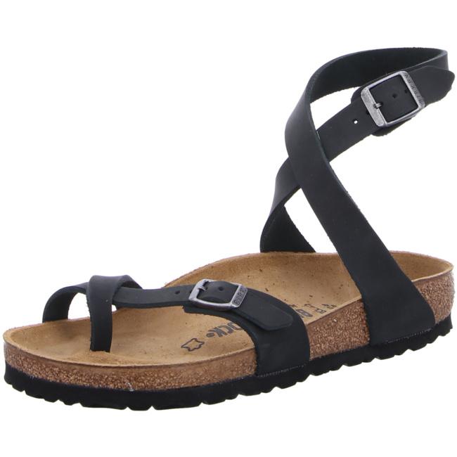 Birkenstock Yara Black Slides Sandals Shoes Thongs Ankle Strap Leather Oiled REGULAR - Bartel-Shop