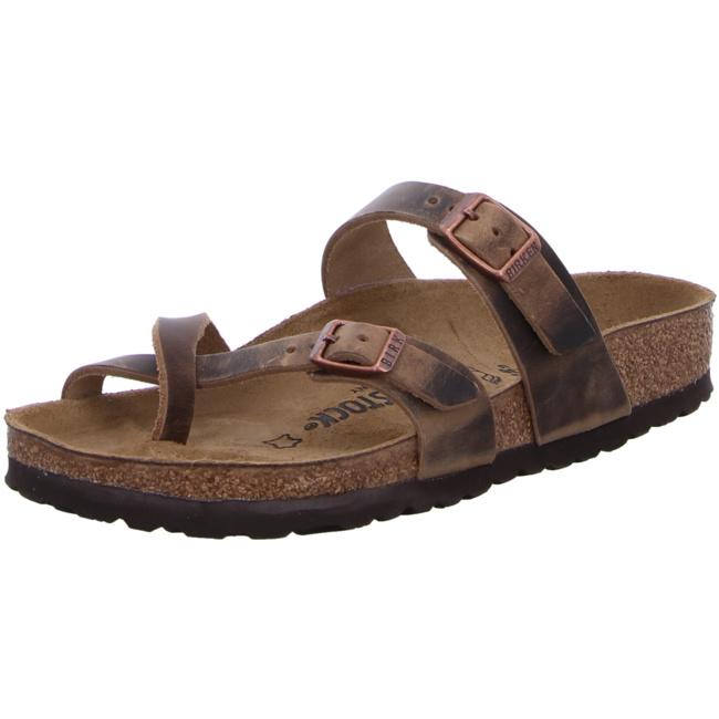 Birkenstock Mayari Leather Oiled Waxy Tobacco Tabacco brown Slides Thongs Sandals regular - Bartel-Shop